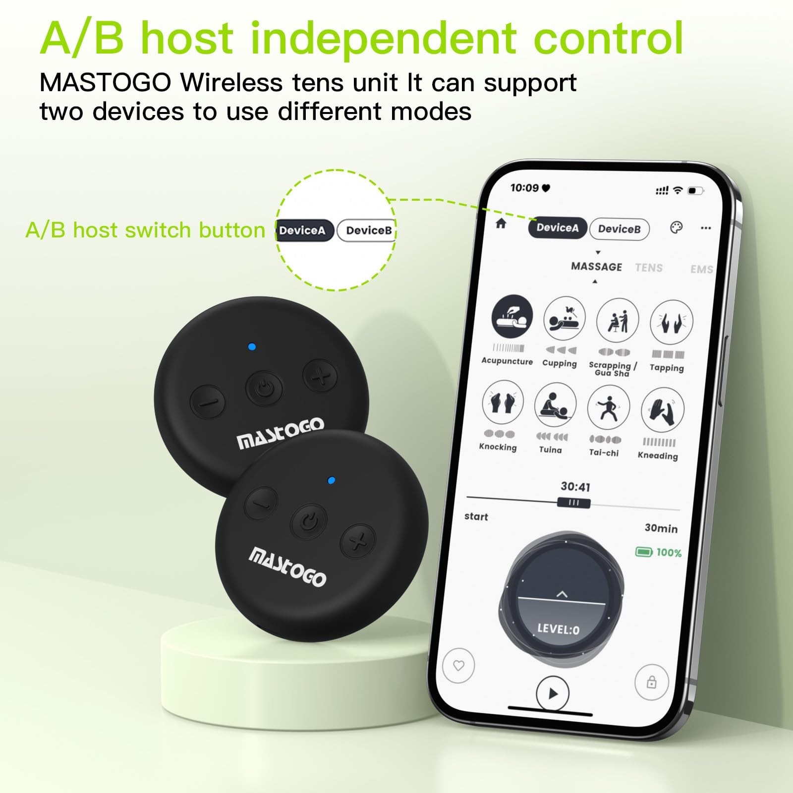 Wireless TENS Unit, Dual Host Muscle Stimulator with APP Control Up to 26 Mod…