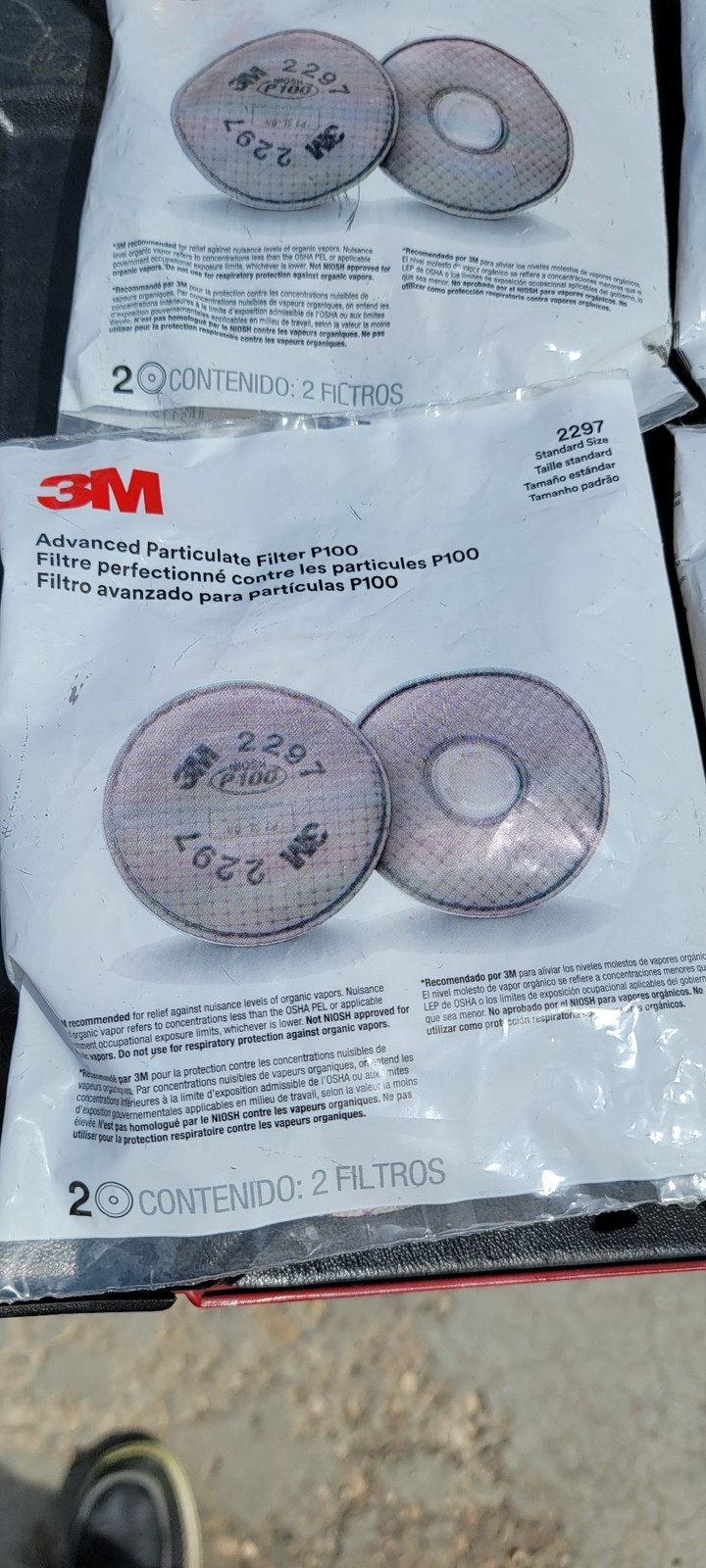 3M 2297 P100 NIOSH Respirator Filter 8 Filters 4x2pk Sealed Standard Size Pack