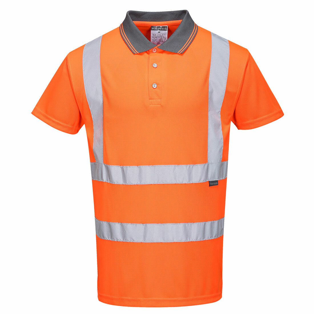 Portwest RT22 High Visibility Reflective Short Sleeve Safety Polo Shirt Orange
