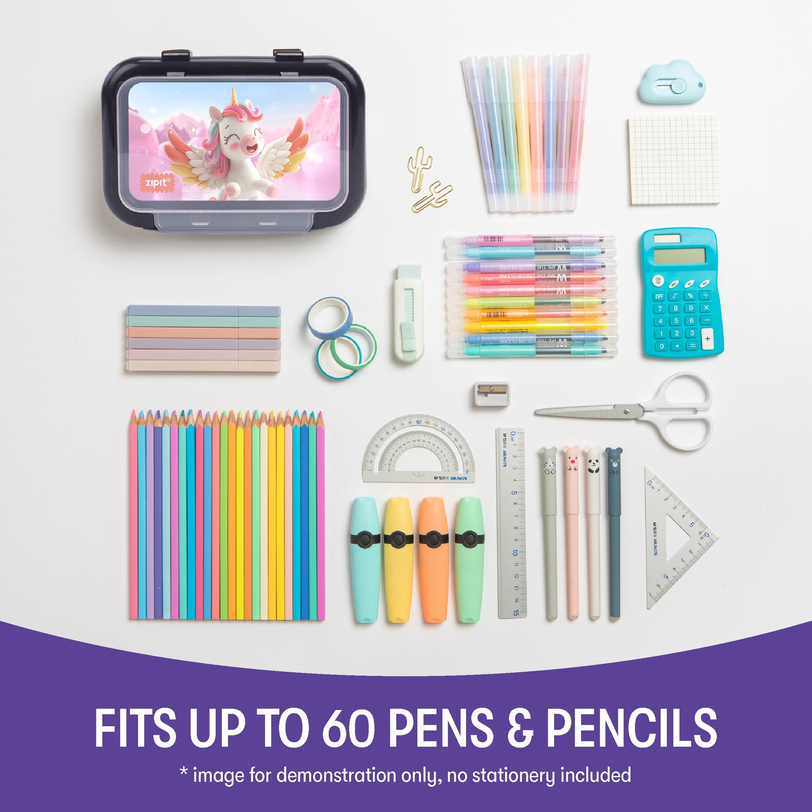 Recycled Plastic Pencil Box for Girls, 2 Compartment Pencil Case for School, …