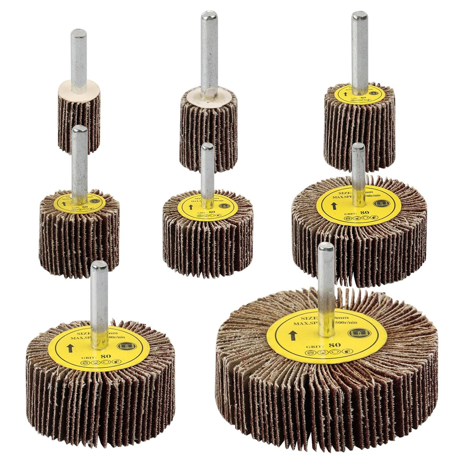8 Pcs Flap Wheel Sander Set, 1/4″ Shank 8Size Flapper Wheel, Long-Lasting Cylin