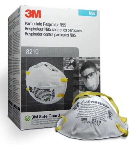 3M 8210 N95 Disposable Particulate Respiratory Protection Mask NIOSH MADE IN USA