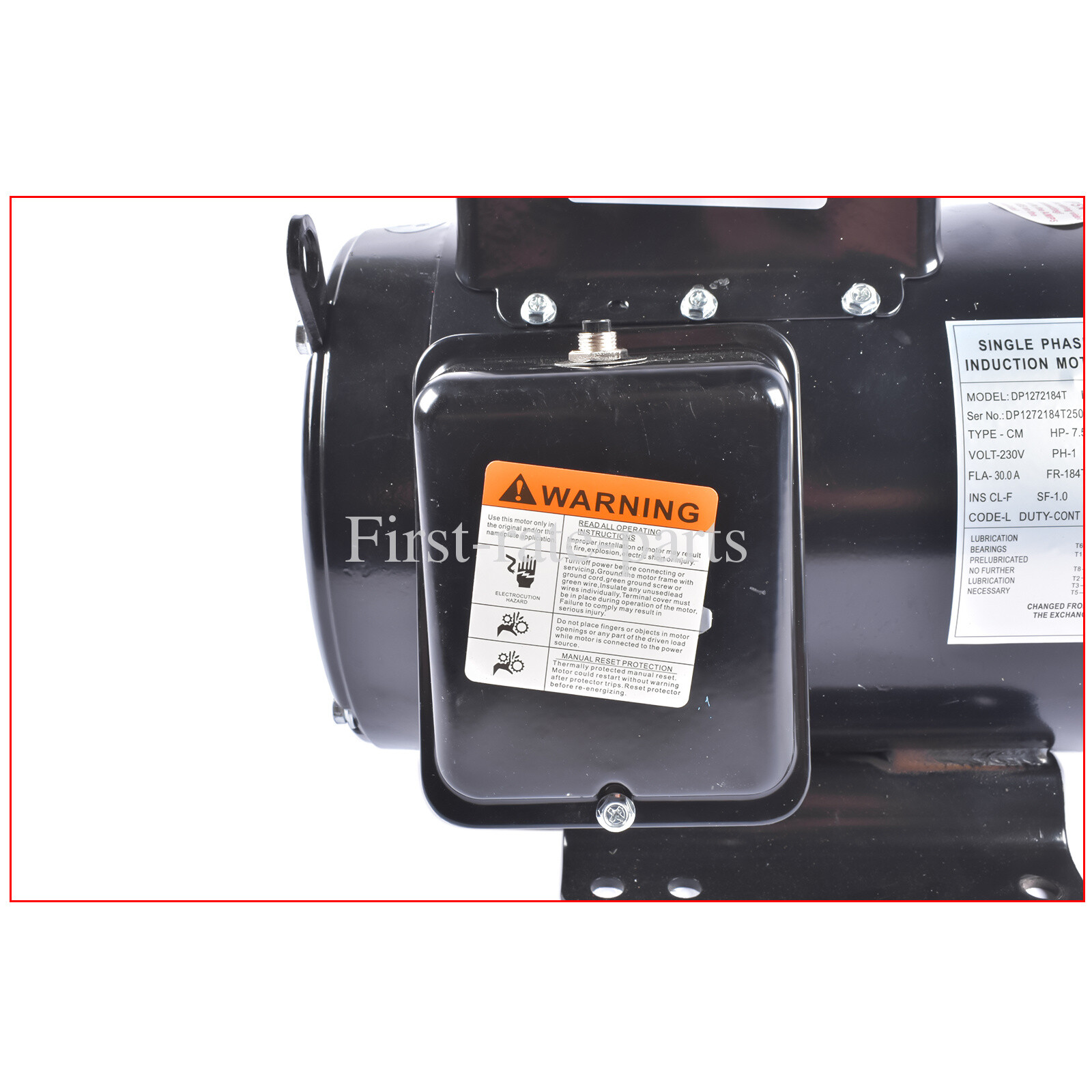 7.5HP Air Compressor Electric Motor 230V 31.6A 3450RPM 184T Frame CW/CCW Rotate