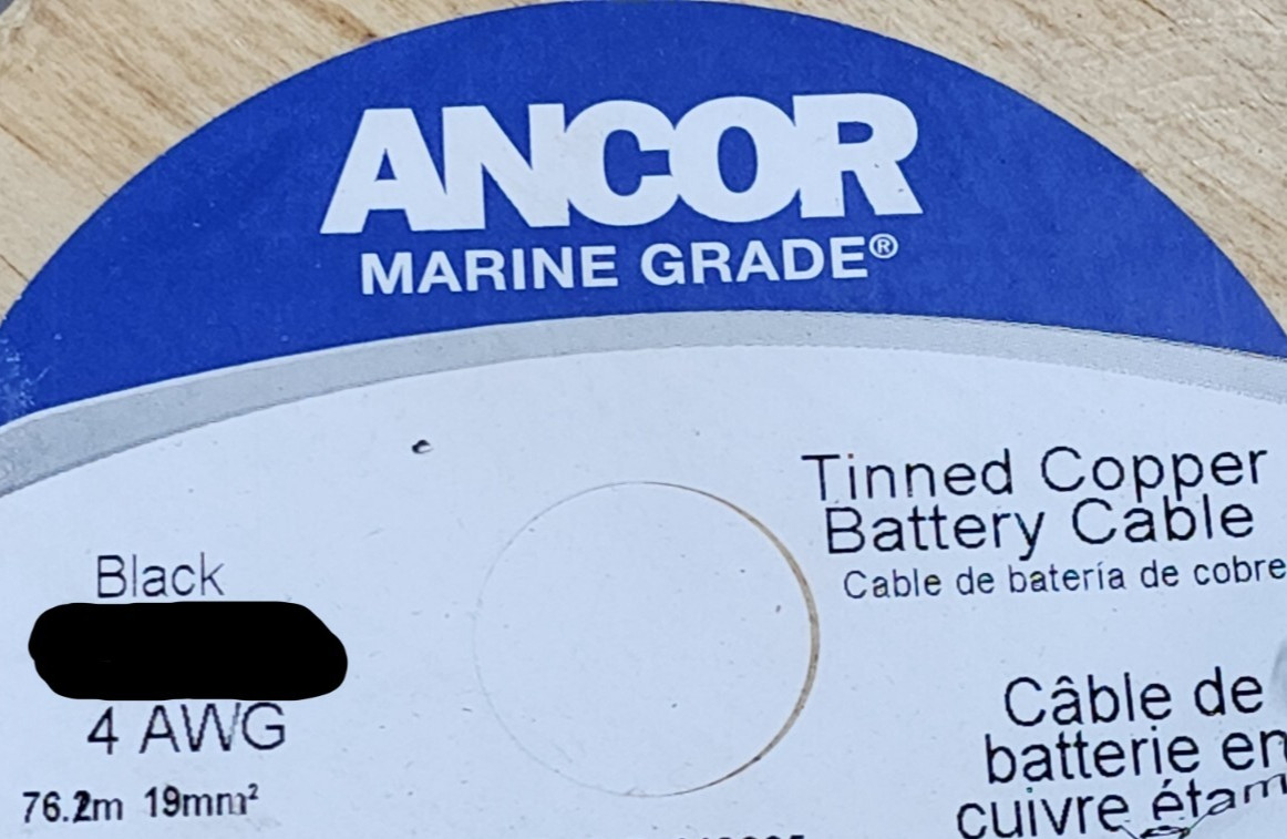 Ancor #4awg Marine Grade Tinned Copper Boat Cable BC-5W2 UL-1426 Black /10ft