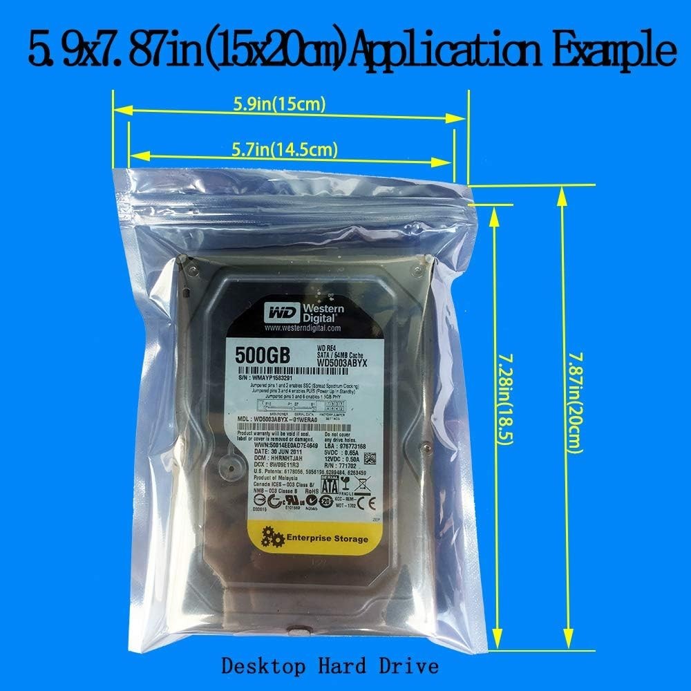 30Pcs Mixed Sizes Anti Static Bags ESD Resealable Bag 3.5 Hard Drive SSD GPU