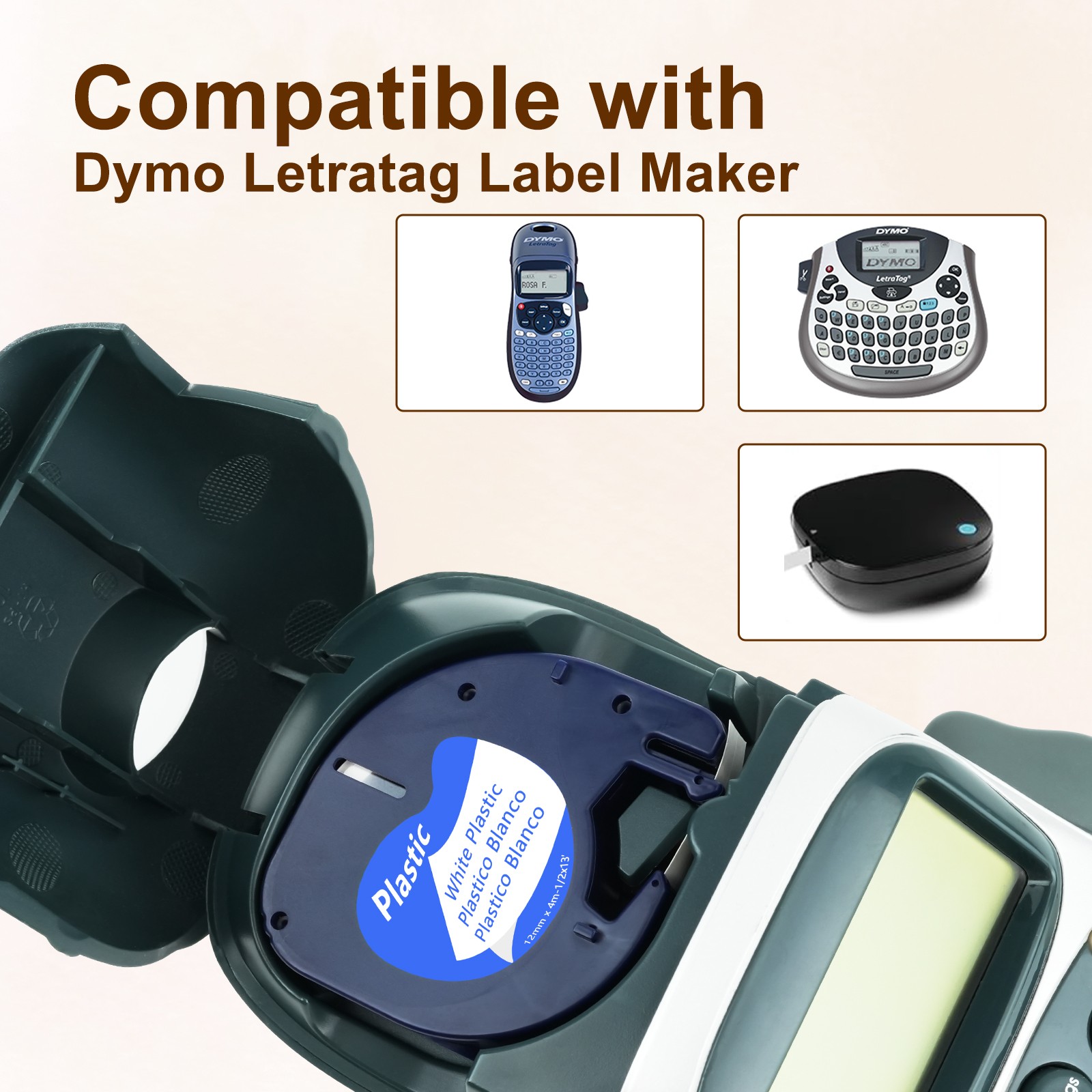 5Packs For Dymo 12mm LetraTag Refills White 91331 Fit for DYMO LetraTag QX50