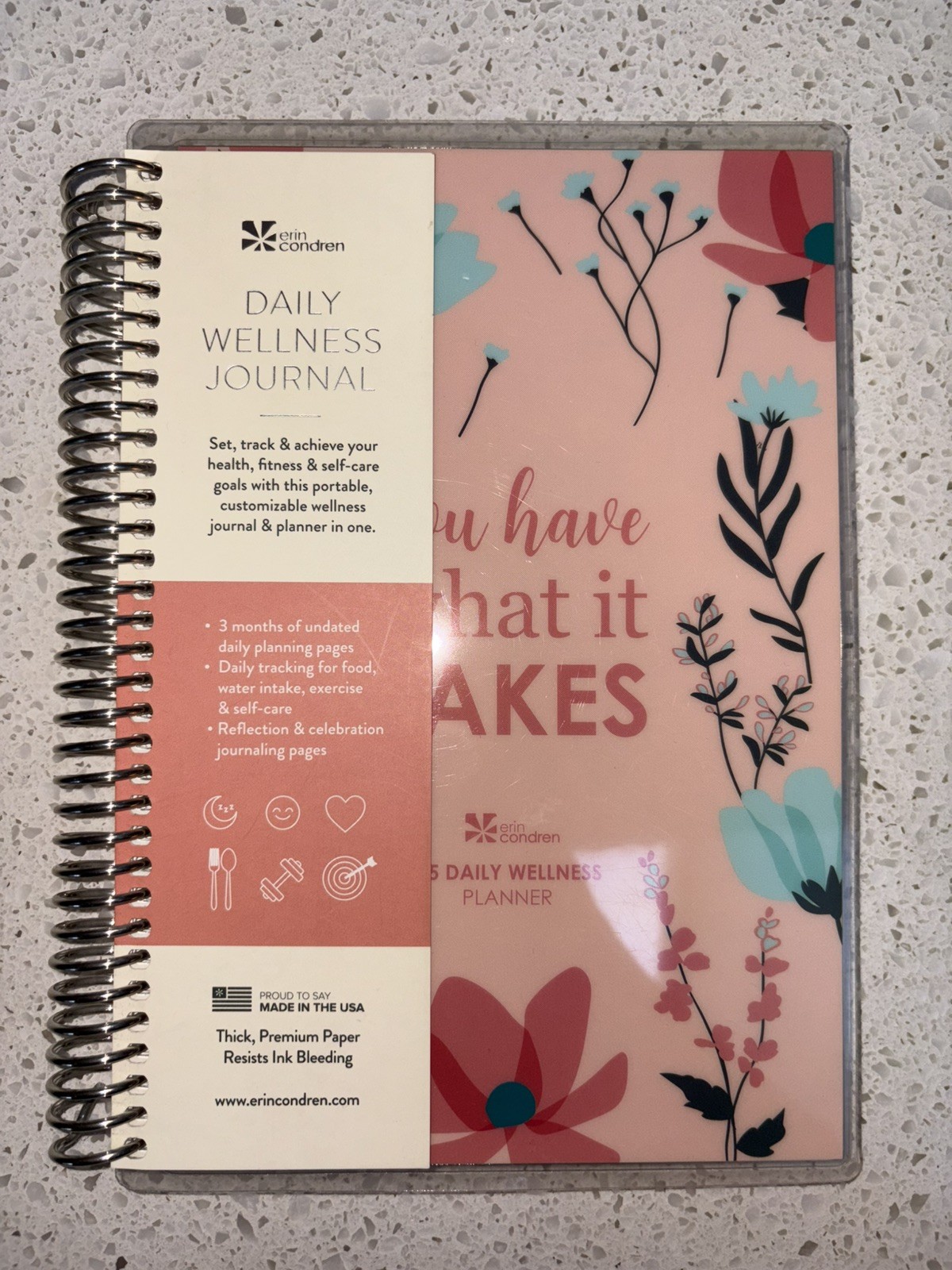 Erin Condren Coiled Daily Wellness Journal You Have What It Takes Planner