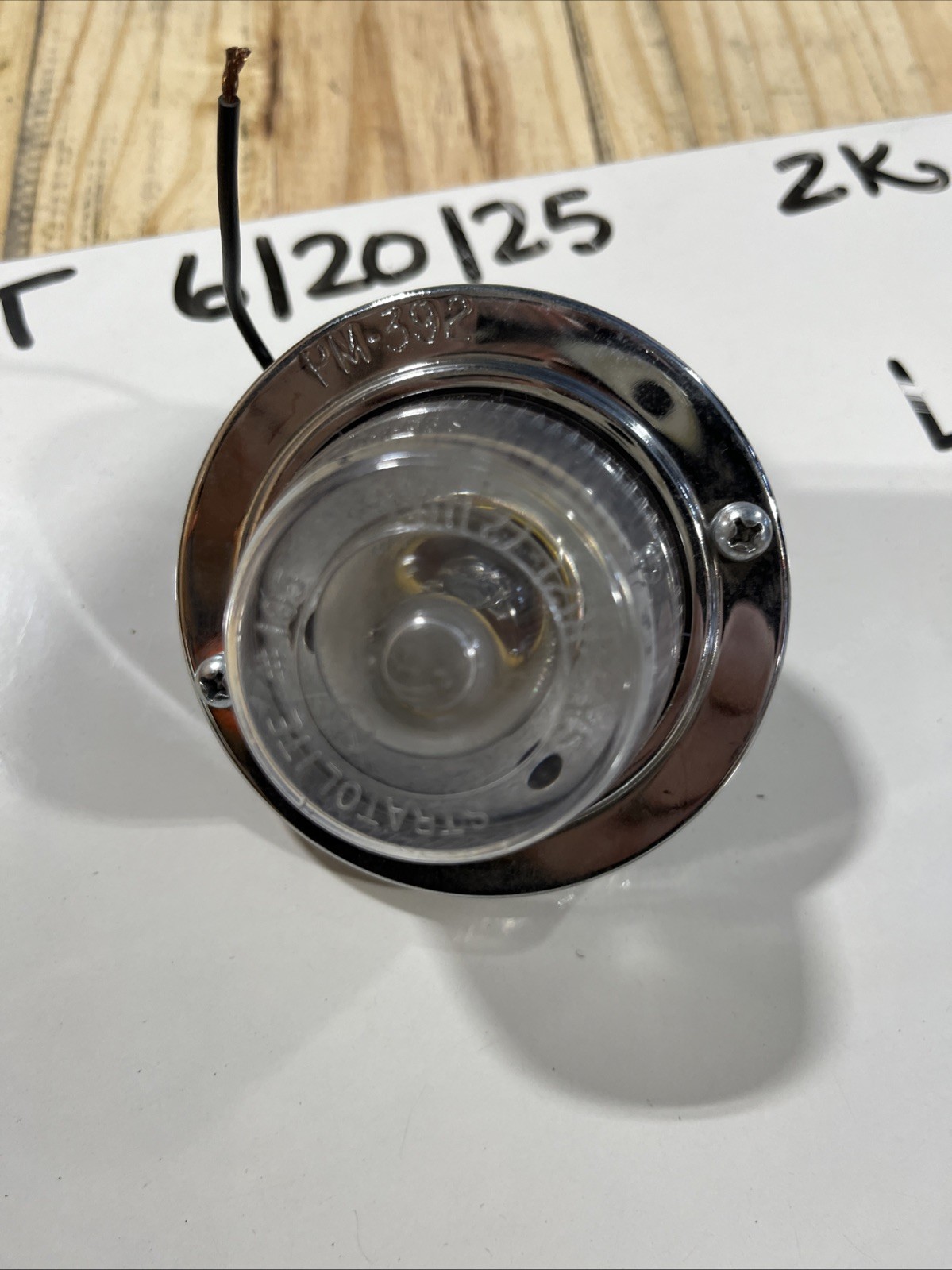 Back up light Stratolite #105 SAE-R(2)-72 Clear PM-392 Chromed Bezel Vintage