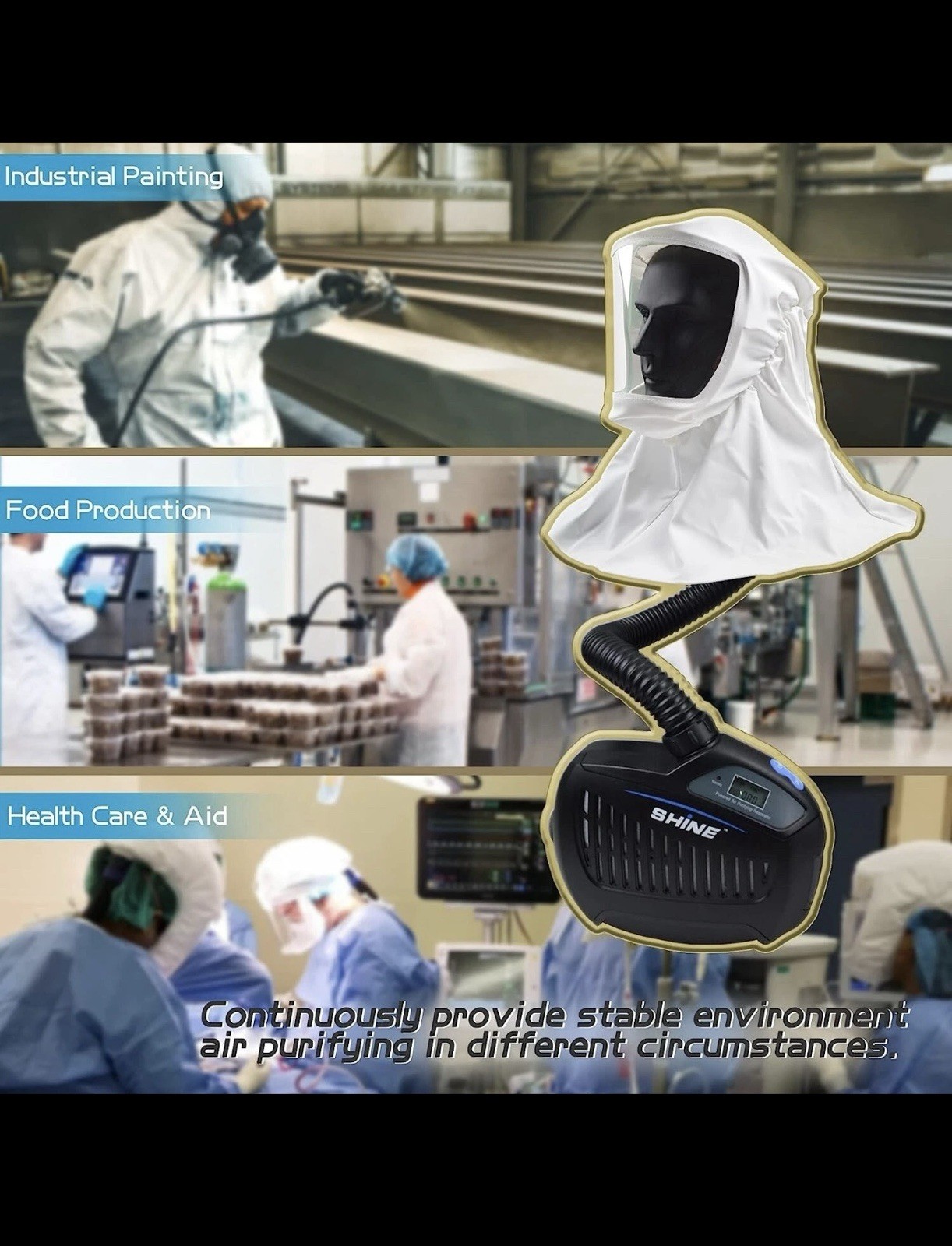 NEW SHINE Air Purifying Respirator, NIOSH Approved 3 Levels Airflow Control
