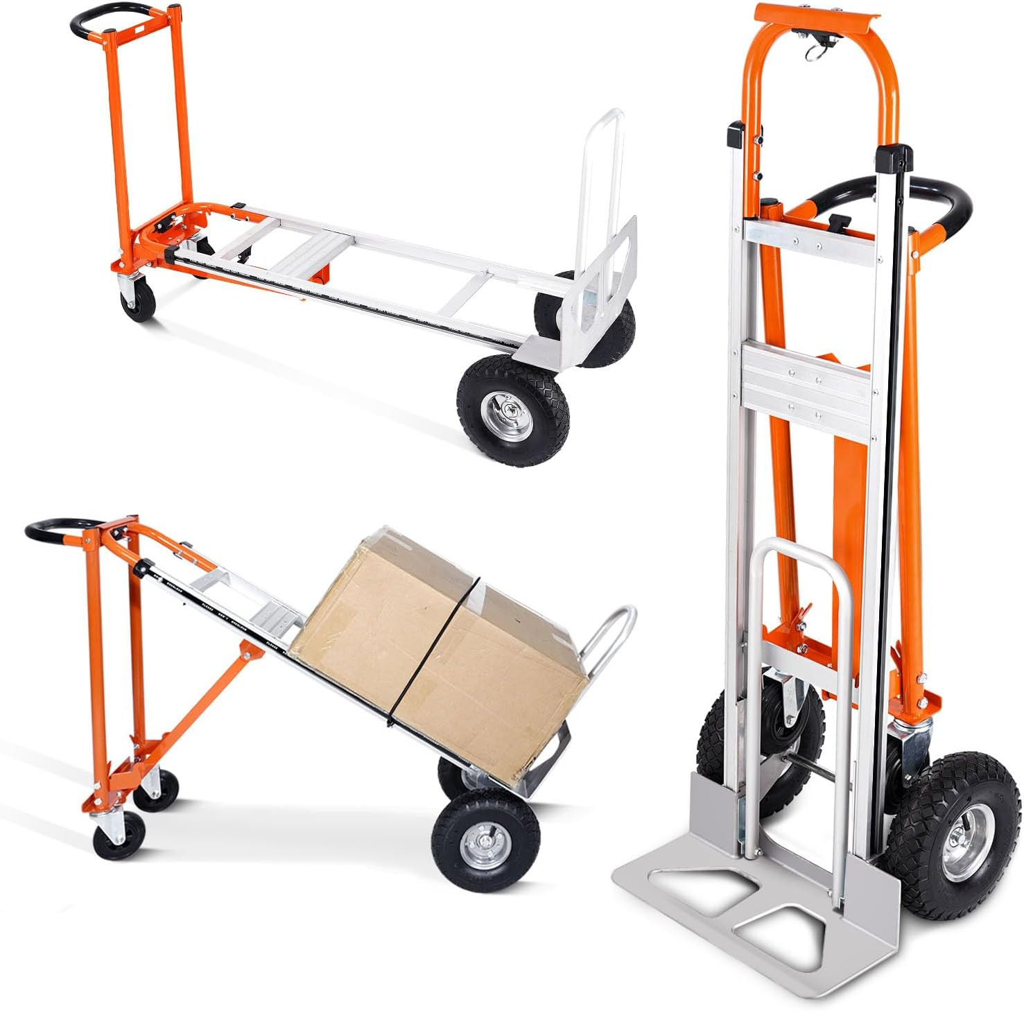 EASYBERG 4-In-1 Heavy Duty Folding Hand Truck – 770 Lbs Capacity, 10″ Wheels