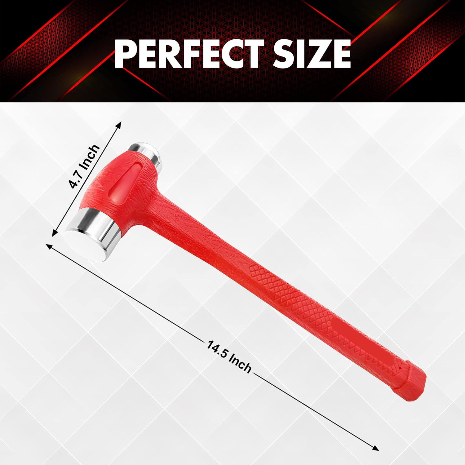 24 oz Dead Blow Hammer Dual Head Ball Peen Blow Striking Flat Pein Non-Slip Hand
