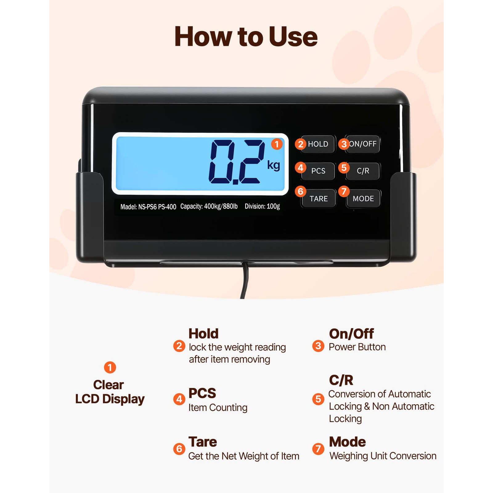 Uimoso 1100 lbs Digital Shipping Scale with 0.2 lbs Precision for Postal Use