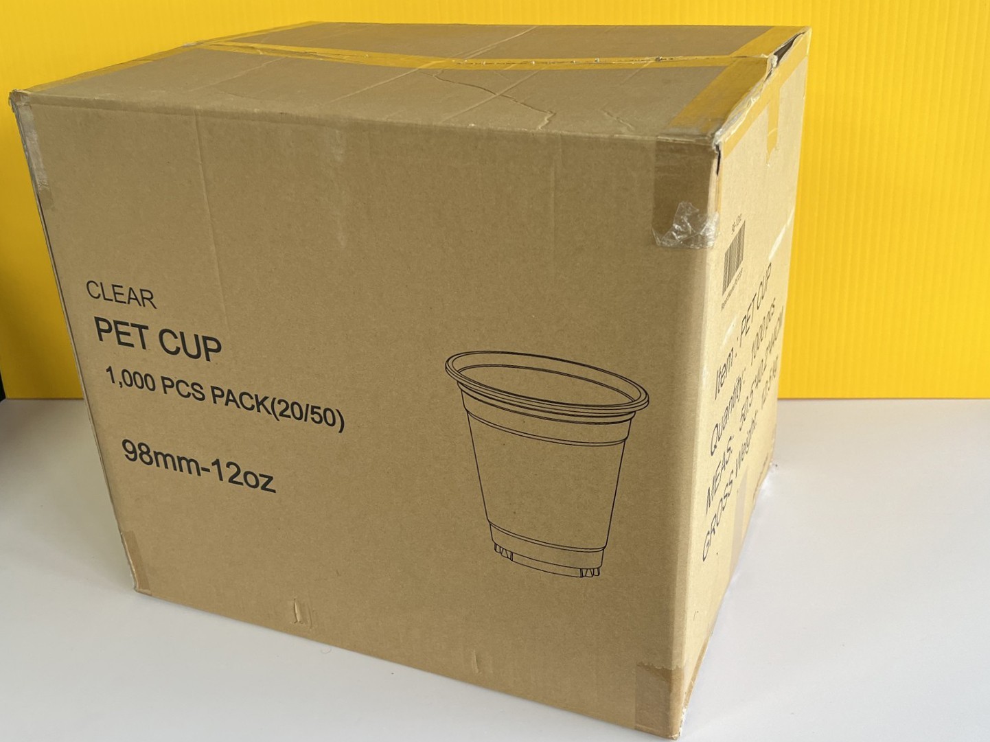 12oz PET Plastic Cold Cups, disposable to go clear cups (98mm) – 1,000 ct.