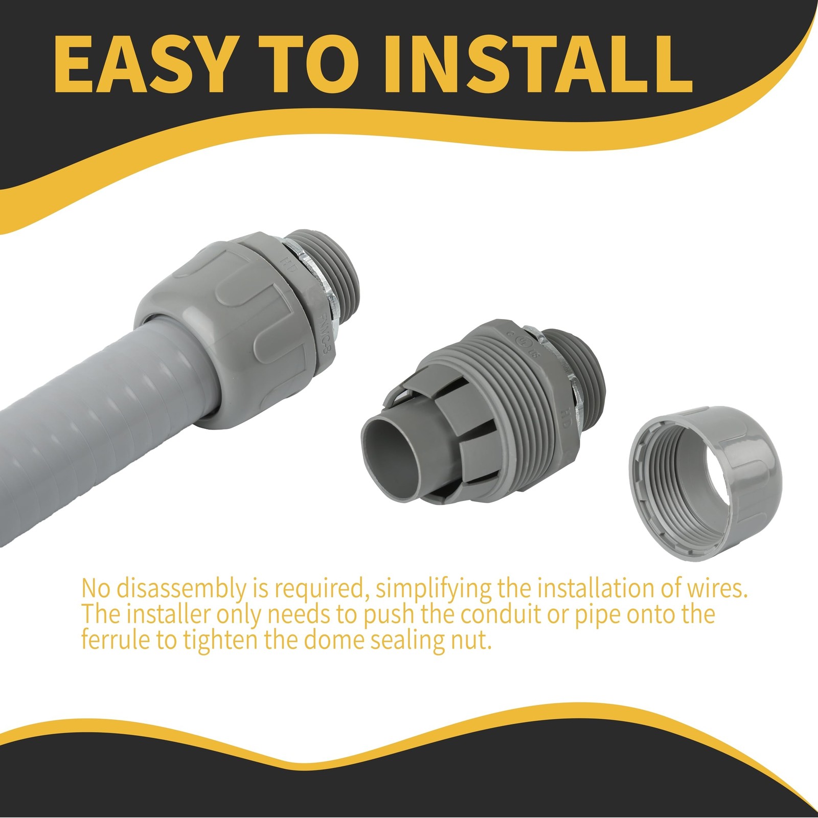 Conduit Connectors, 3/4 Inch Liquid Tight Connector NPT Non-Metallic for PVC …
