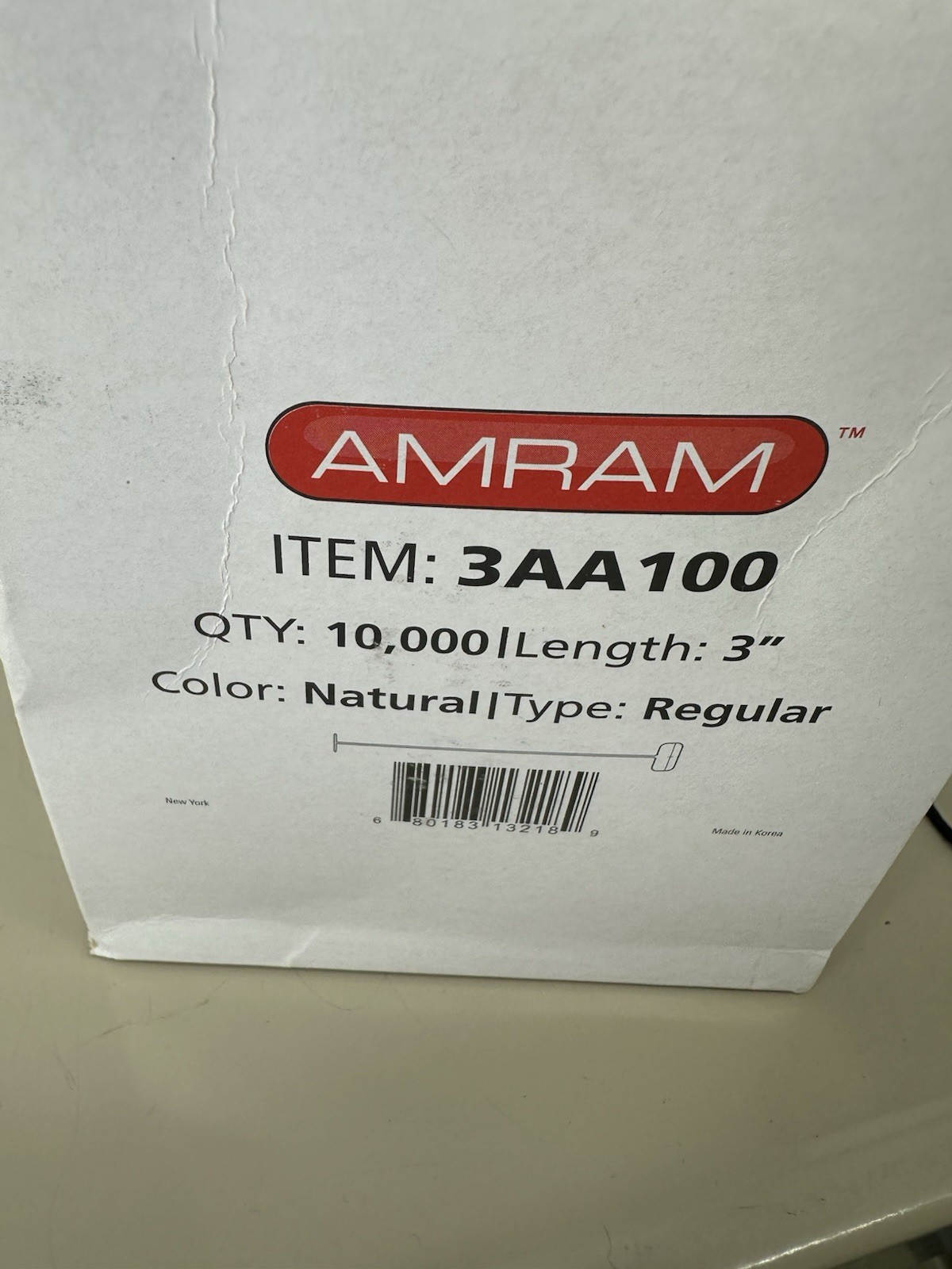 Amram Fasteners 3AA100 3” Color: Natural Type: Regular, Tagging Gun Included