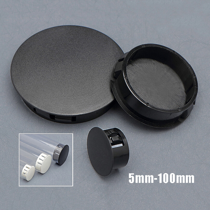 Round Plastic Black Blanking End Cap Caps Tube Pipe Inserts Plug Bung 5mm-100mm