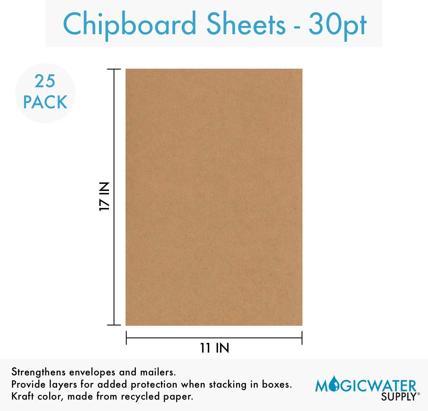 25 Sheets Chipboard 11 x 17 inch – 30pt Medium Weight Brown Kraft Cardboard