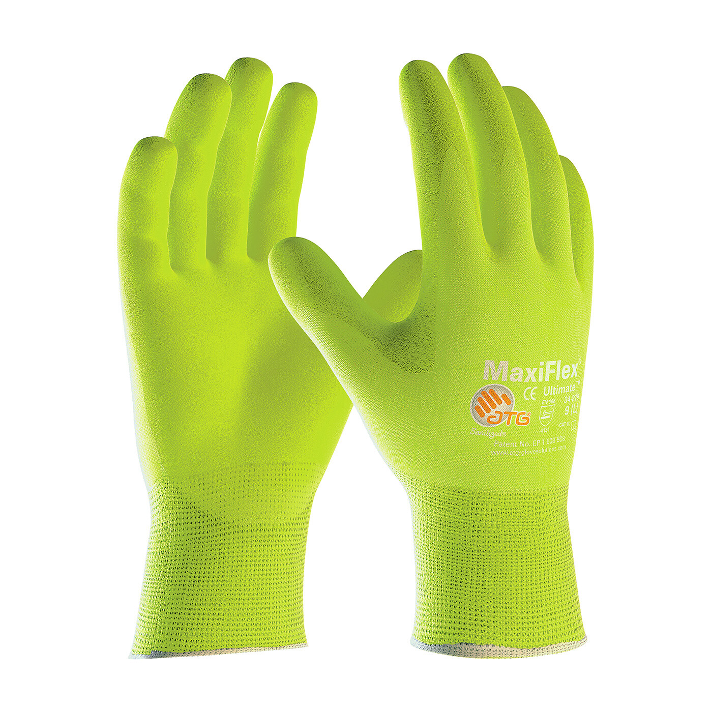 PIP MaxiFlex Ultimate HI-VIS Nitrile Micro-Foam Coated Gloves SM 1DZ 34-874FY