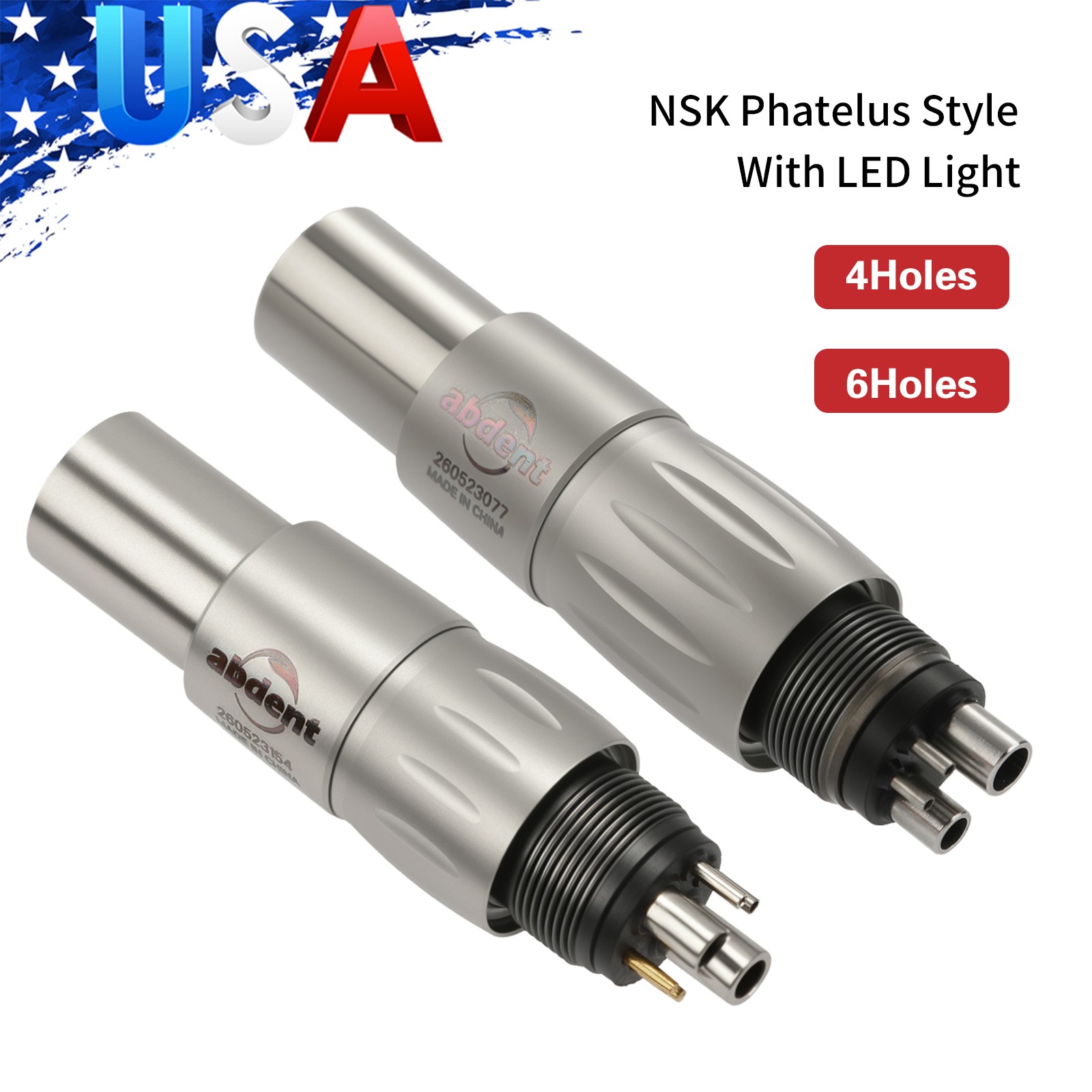 Dental Fit NSK Phatelus Style Coupling 4 Hole 6 Pin Optic Coupler LED Handpiece