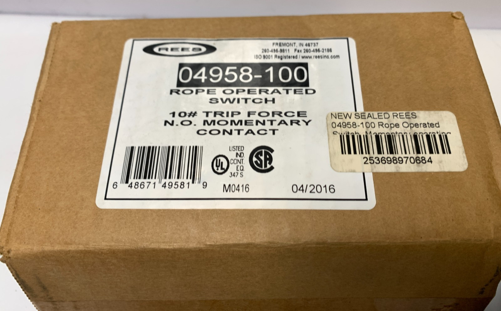 New! REES 04958-100 ROPE OPERATED SWITCH