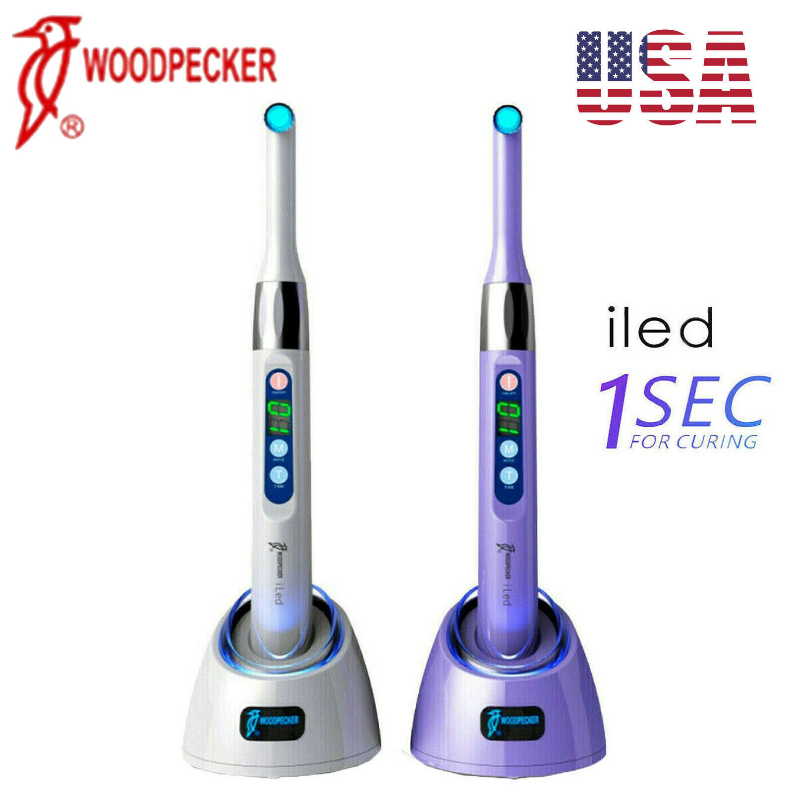 Woodpecker Dental ILED LED Curing Light Lamp Wireless 360° 1Sec Curing 2500MW