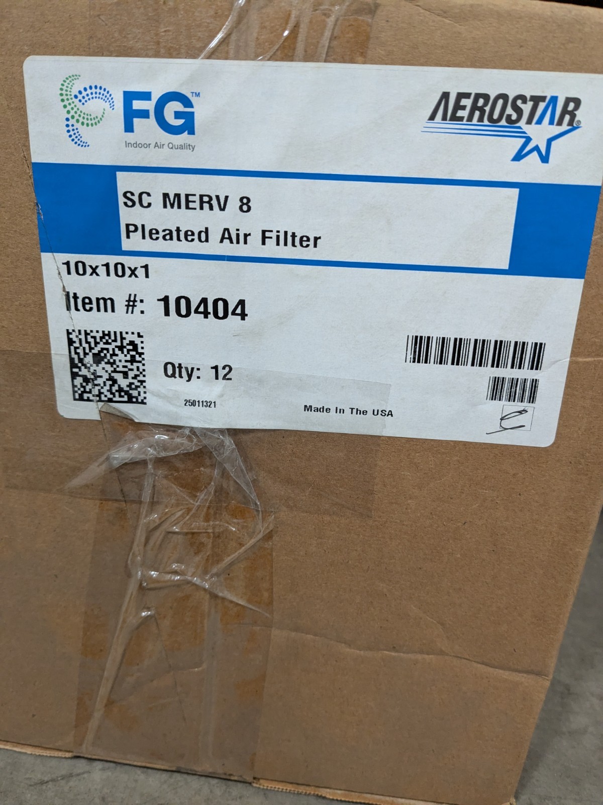 (12) Aerostar Pleated Air Filter: Wire-Backed Pleated, MERV 8, 10"X10"
