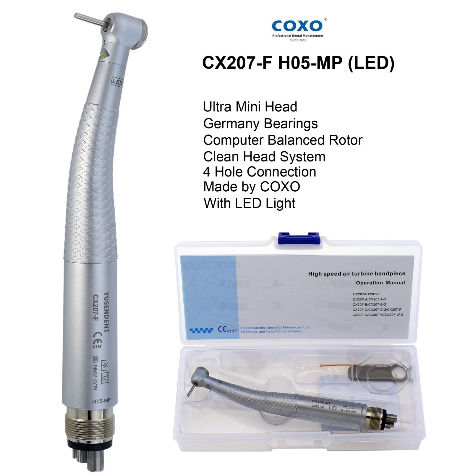 COXO Dental Small Mini Head High Speed Handpiece Fiber Optic For KaVo MULTIflex