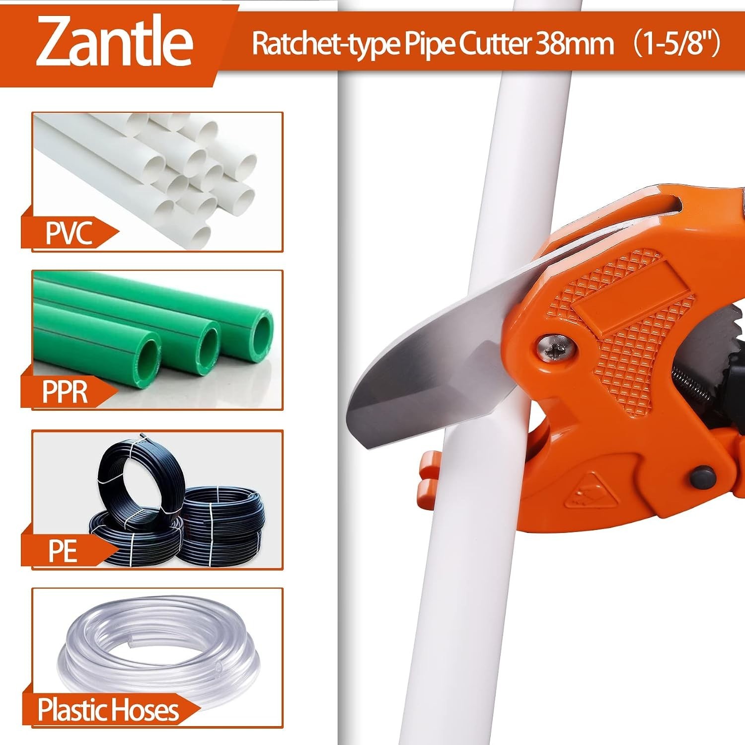 Ratchet Pipe Cutter, Cuts PEX, PVC and PPR up to 1-5/8 in. O.D. | One-Hand Tu…