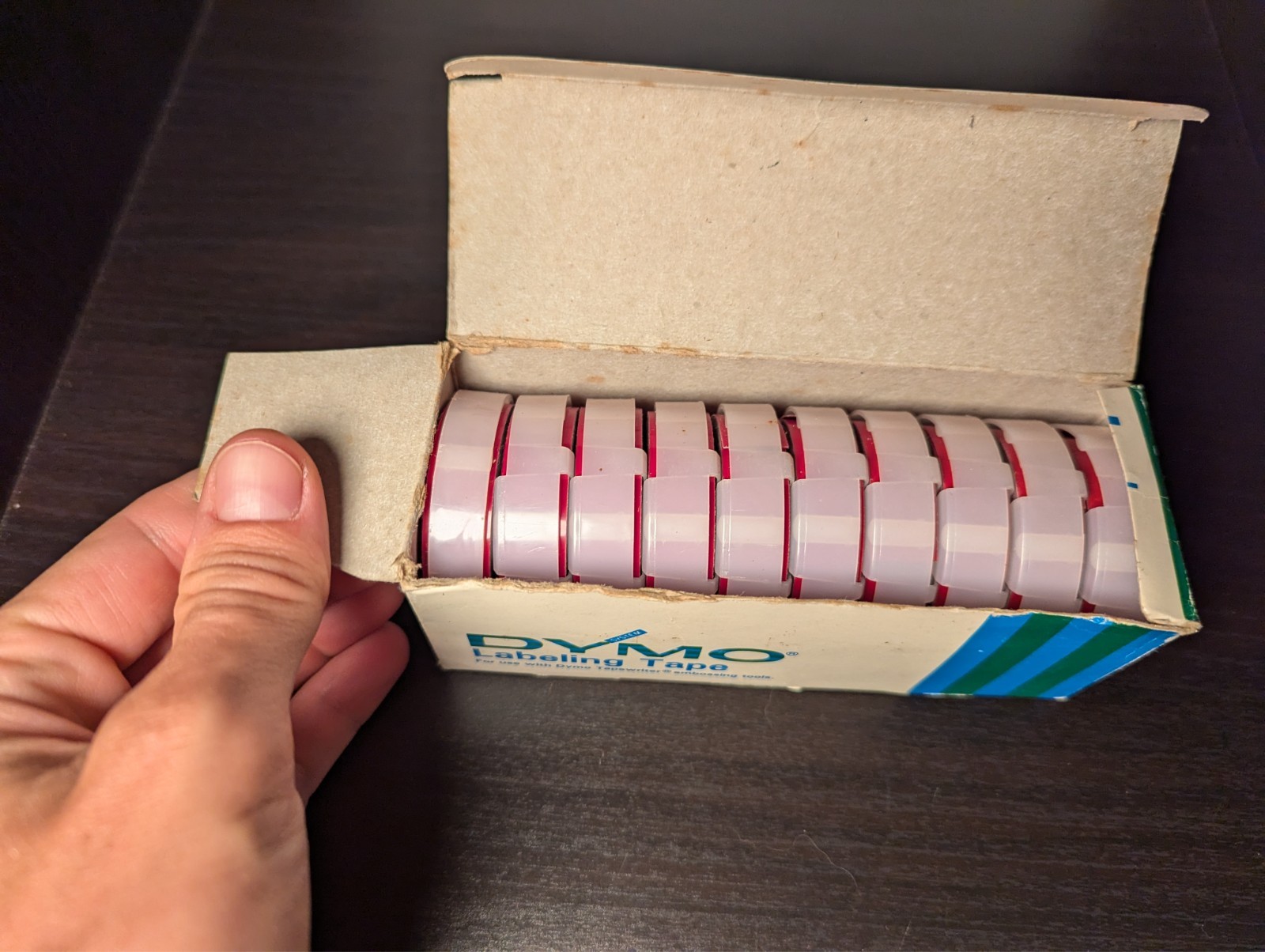 Vintage Dymo Labeling Tape | 1/2″ X 12′ | Glossy Red | 10 Rolls | Original Box