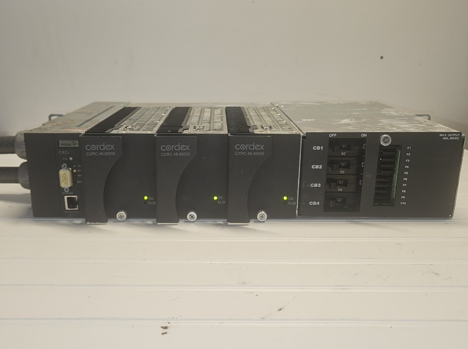 ALPHA / ARGUS 48VDC CORDEX 1.9kW RECTIFIER SHELF SYSTEM 120/240VAC IN 48VDC OUT