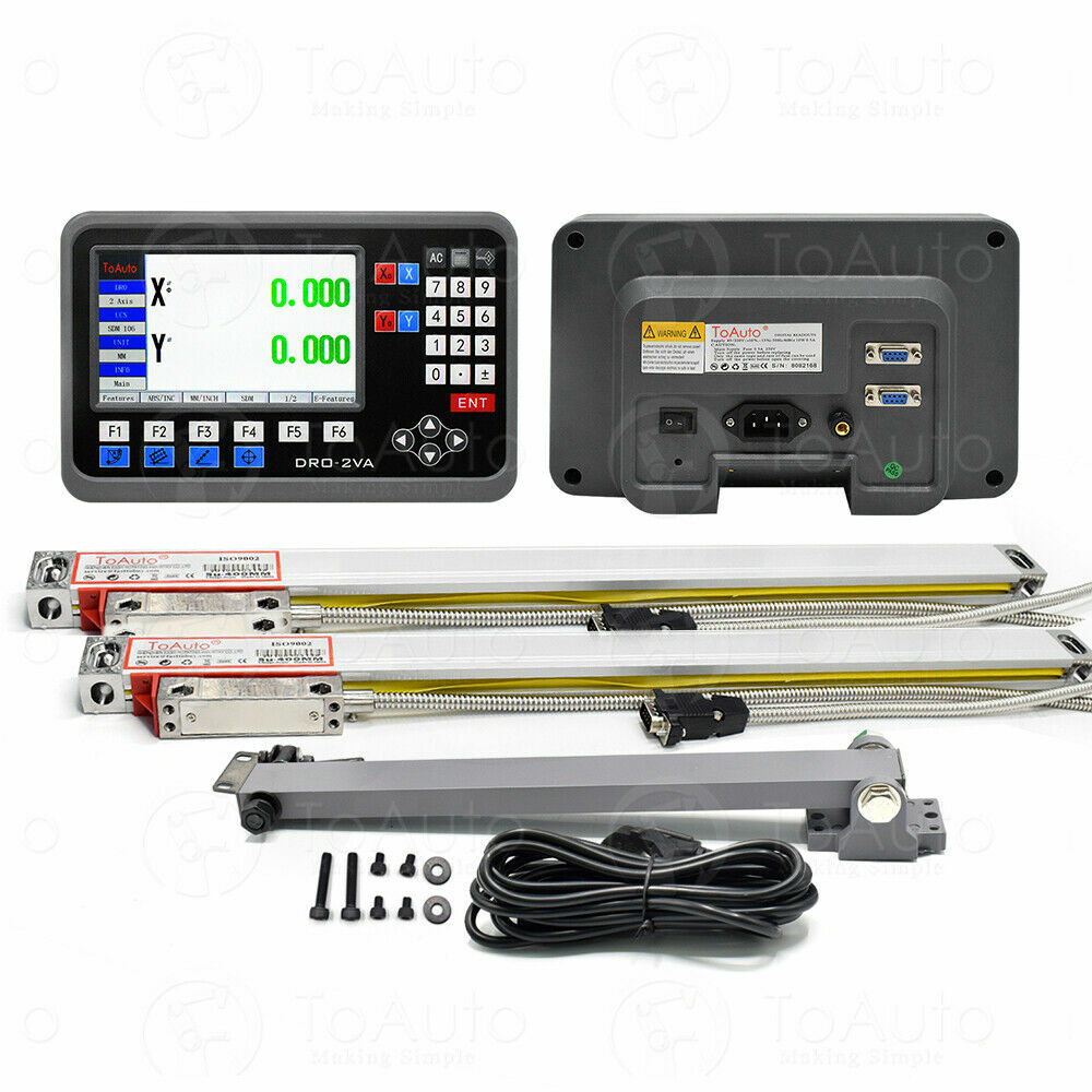 2 Axis LCD Digital Readout DRO 10″ 40″ Glass Linear Scale Encoder Sensor kit