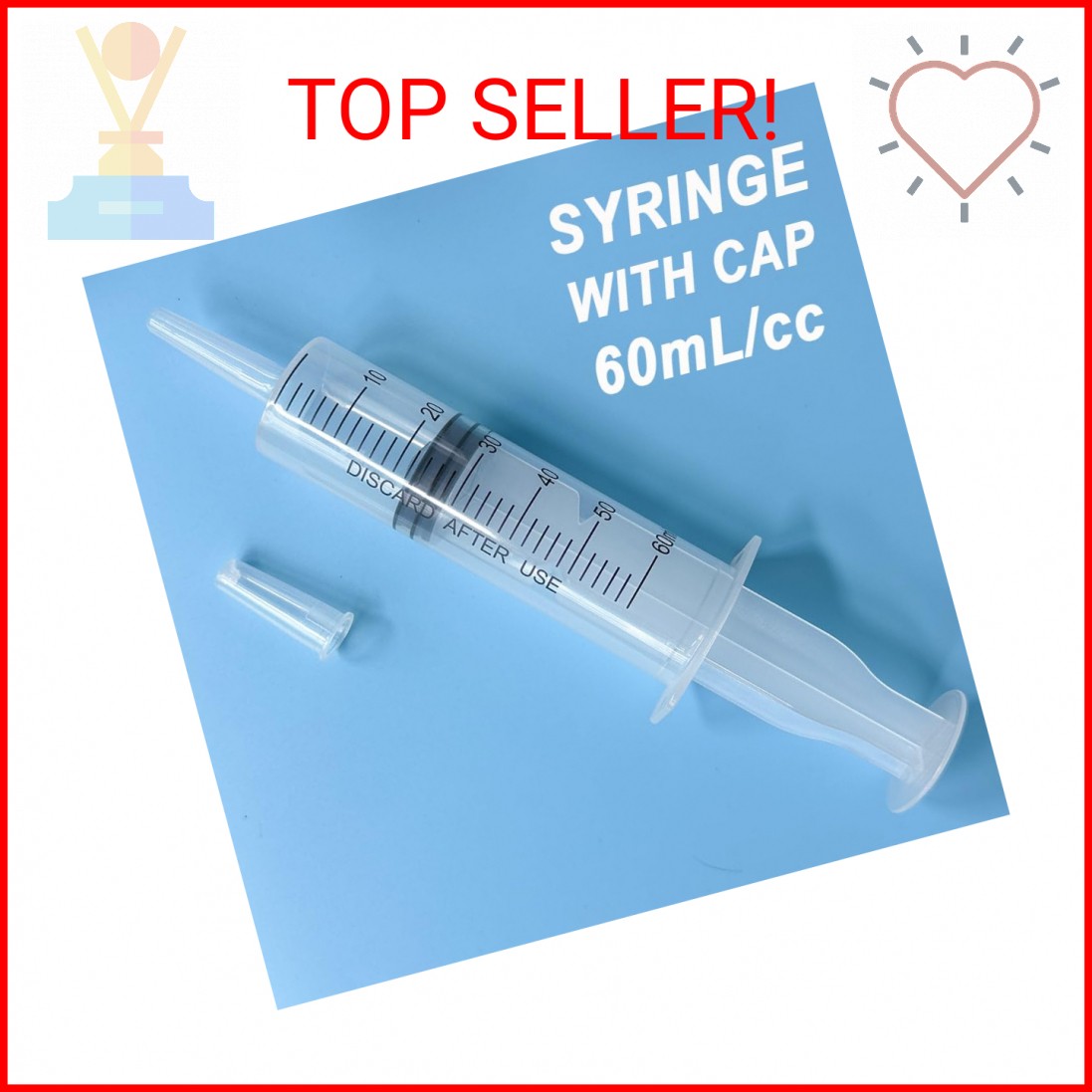 4 Pack 60mL Large Syringe for Liquid with Tip Cap, Plastic Liquid Syringes Indiv