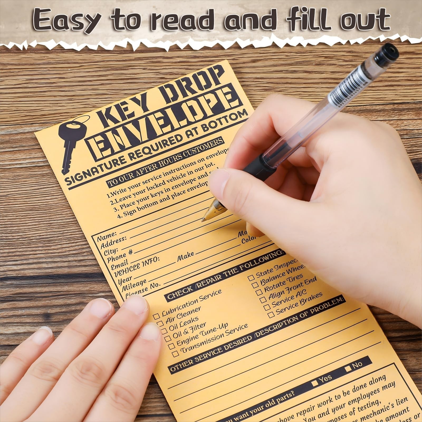 500 Pcs Self-Adhesive Drop Key Envelopes for Auto Repair Shops – 4.125 x 9.5 Inc