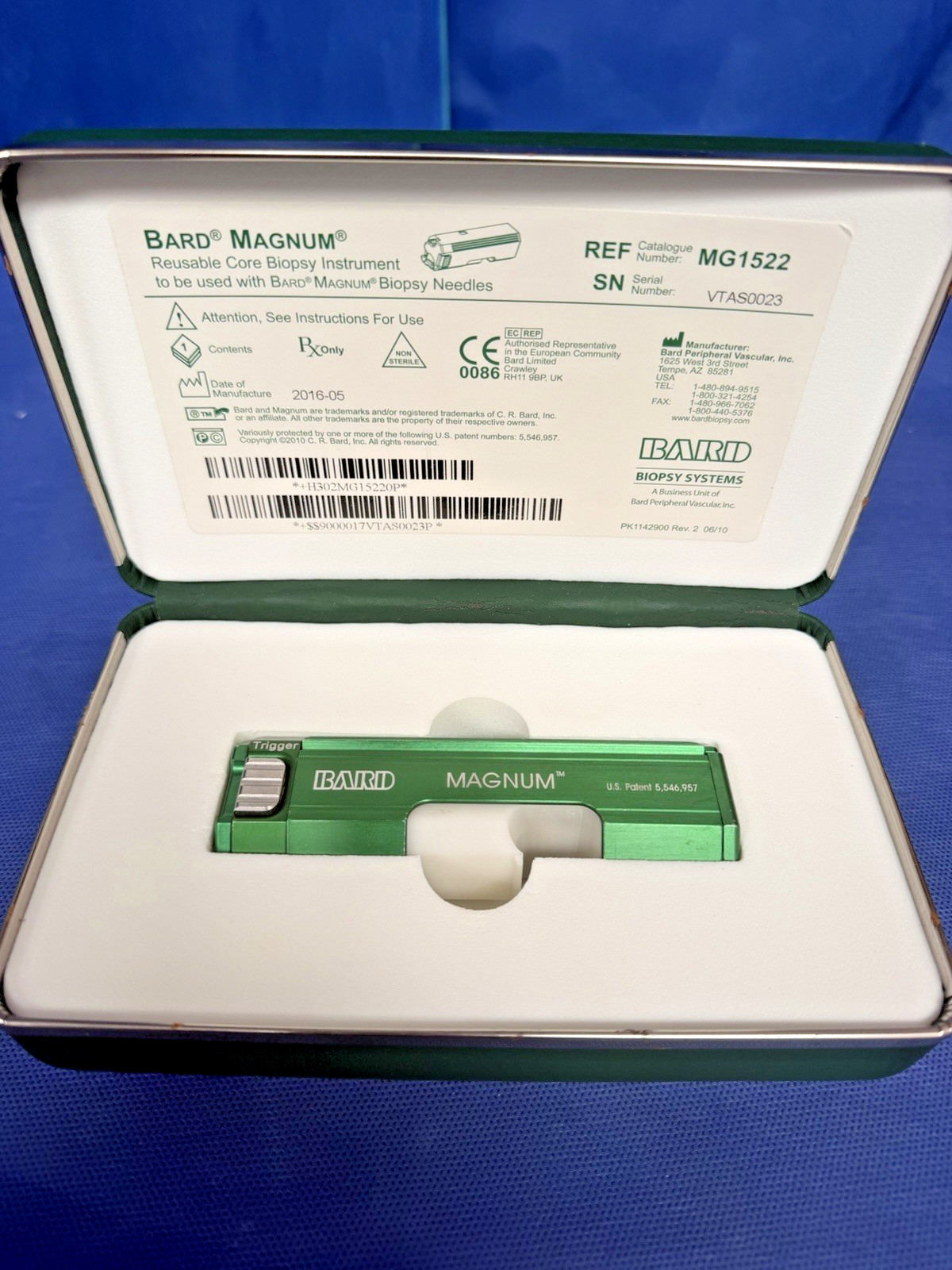 ✅BARD Magnum Reusable Biopsy Instrument MG1522