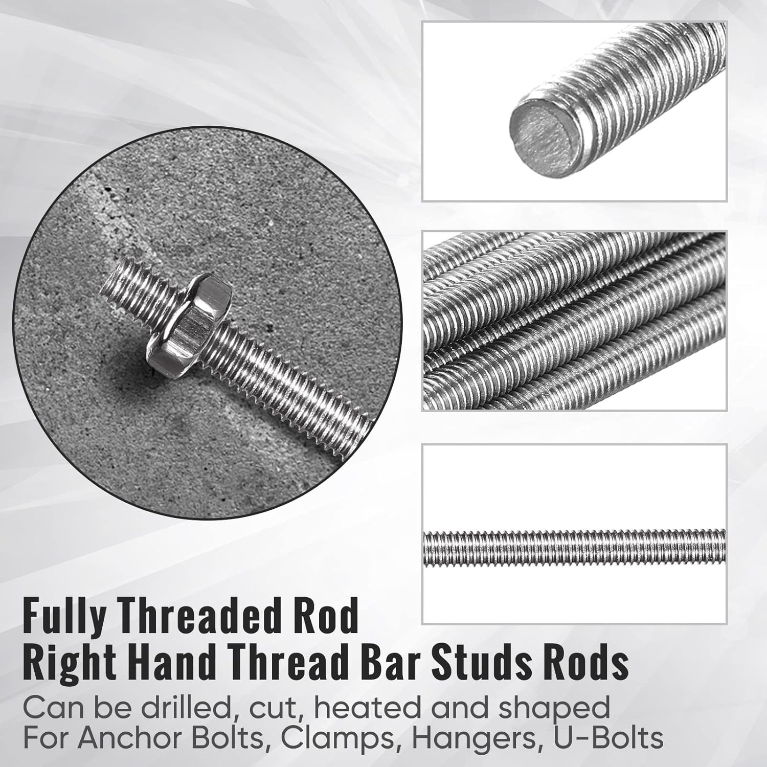 8/32 Inch 4mm Threaded Rod with Hex Nuts 4mm Stainless Steel Threads Studs Rods
