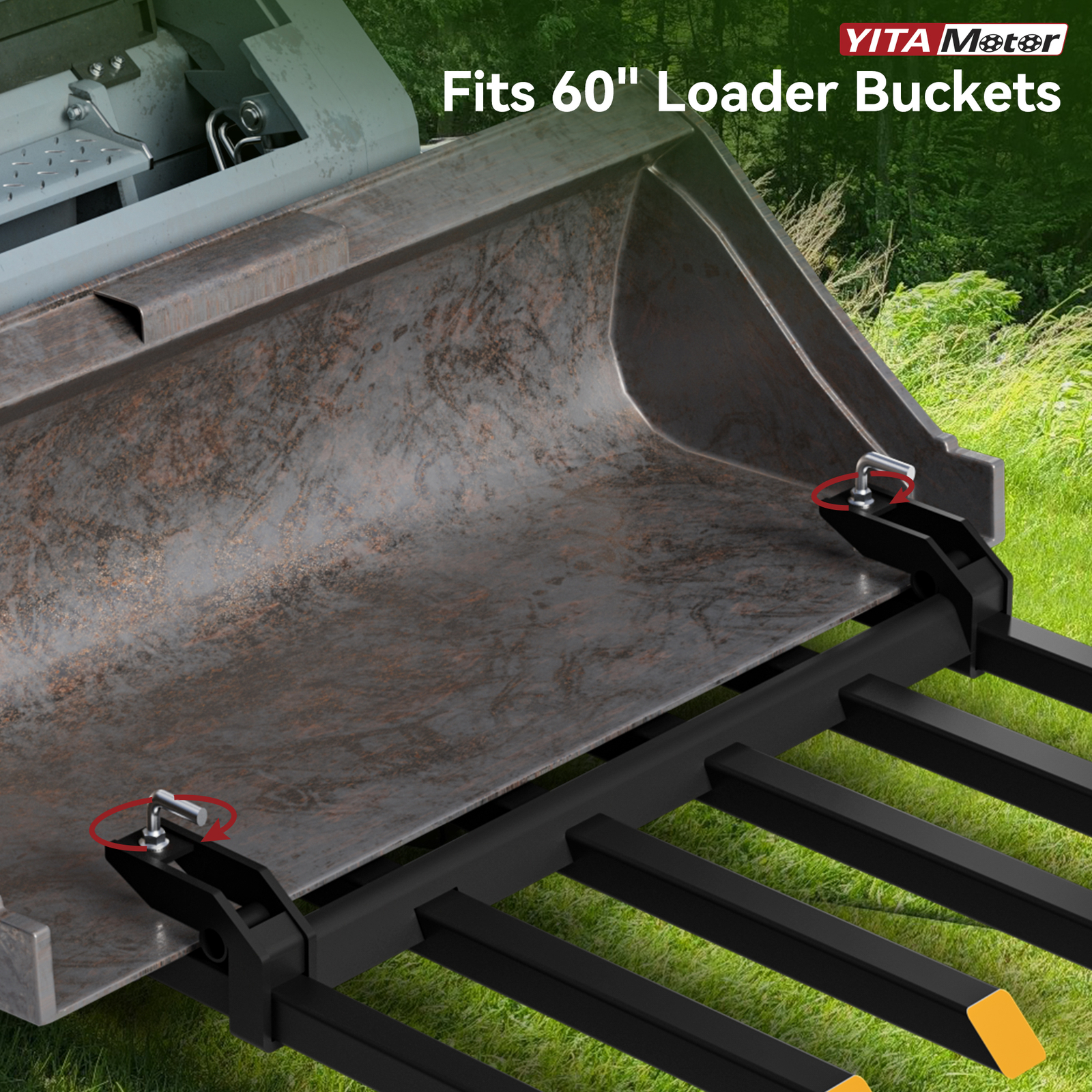 Clamp on Debris Forks 60″ Bucket 4000 LBS Capacity Pallet Fork Bucket Attachment