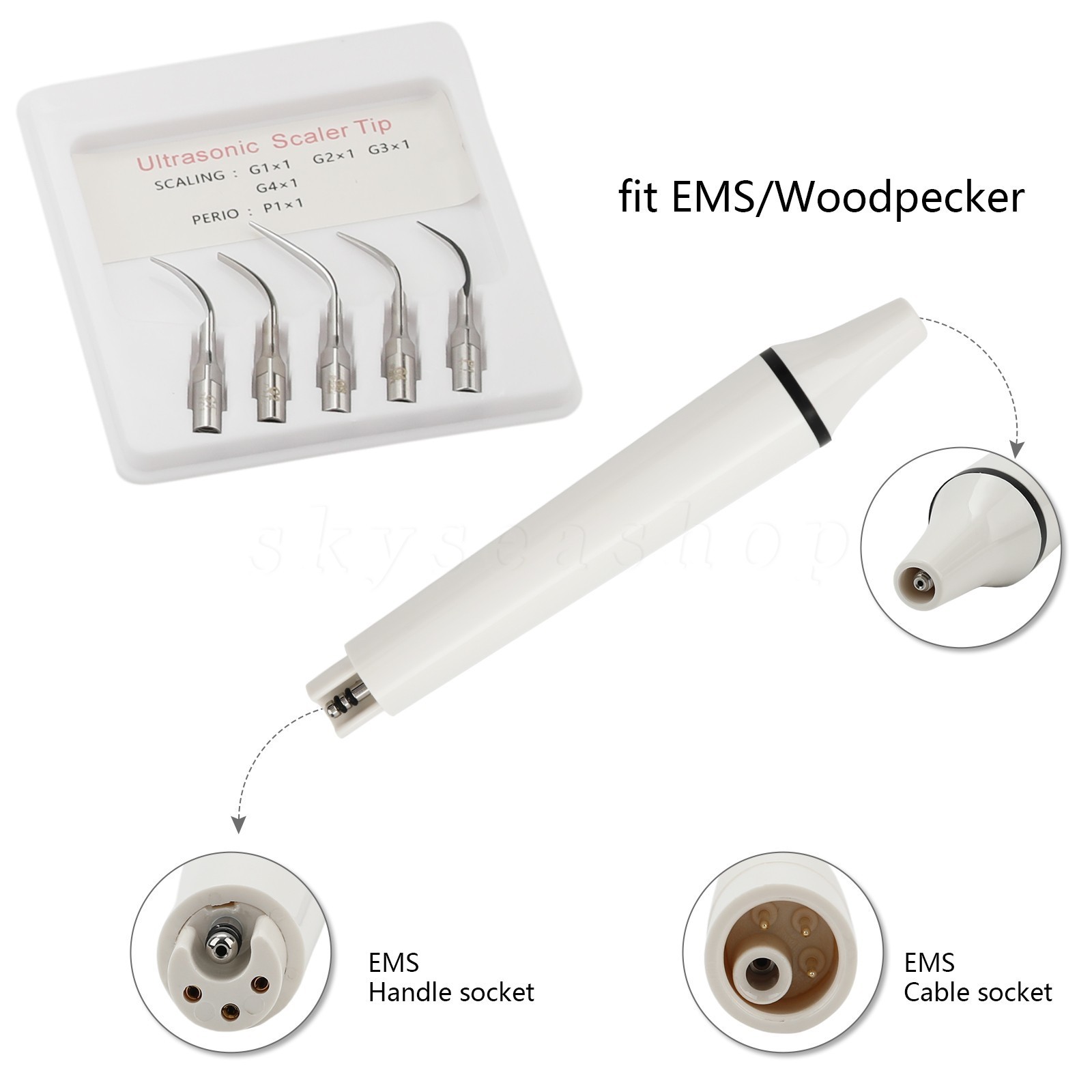 Dental Ultrasonic Scaler & 2 Bottles Fit EMS Cavitron SKYSEA / +Handpiece HW-3H