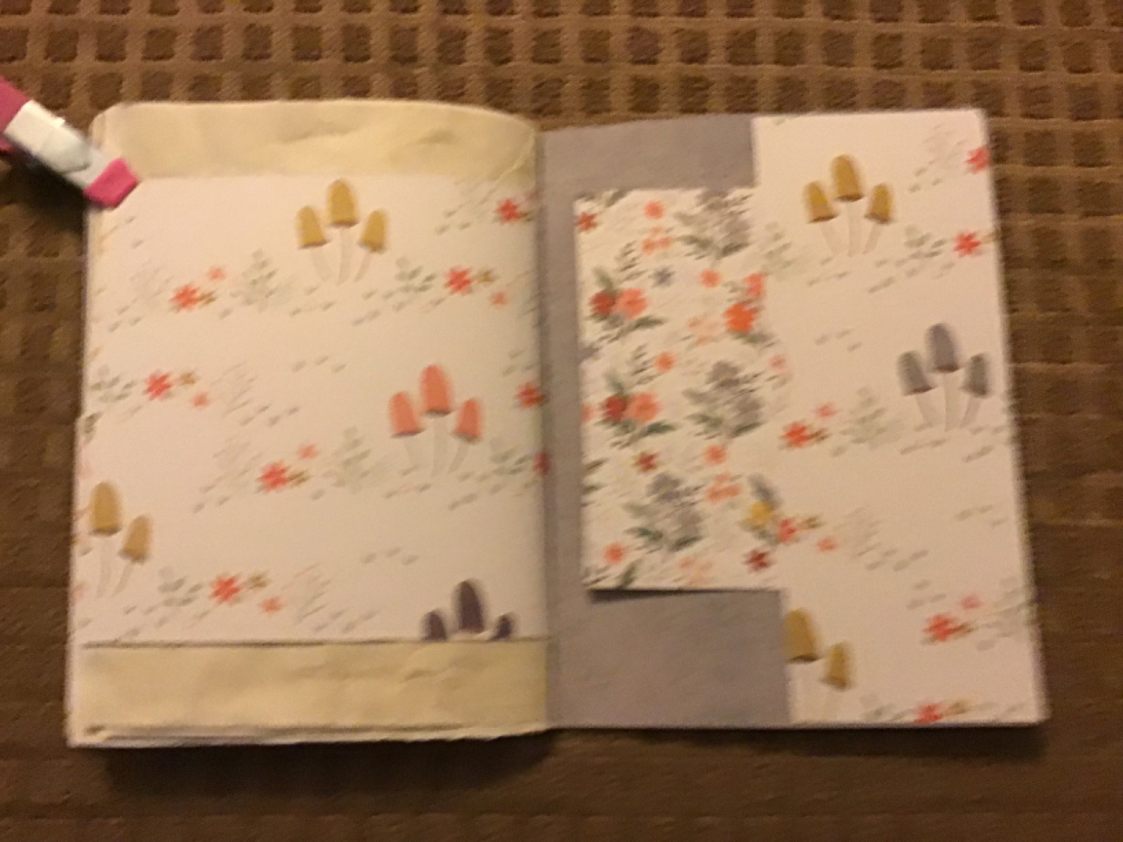 Handmade Naked Junk Journal 6” x 4.5” Mushroom Print Card Stock Cover