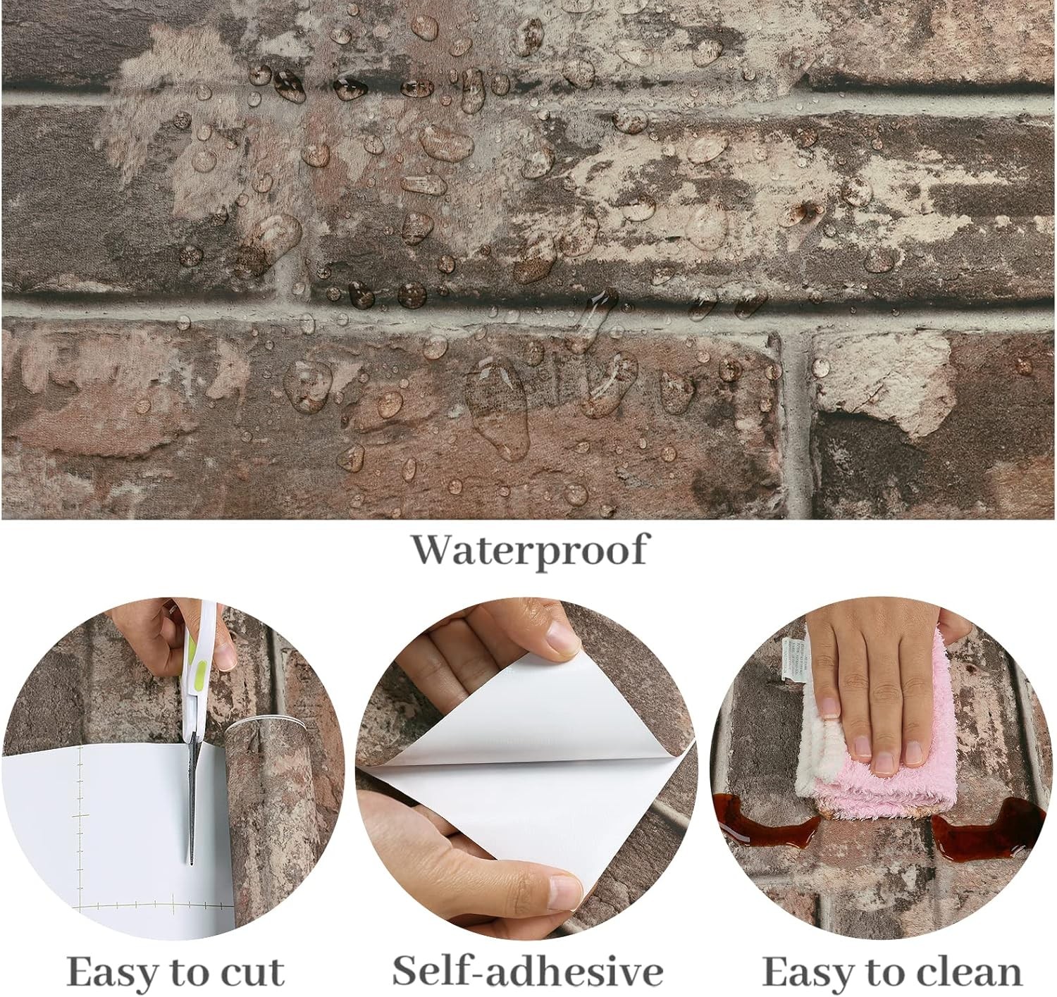VaryPaper Vintage Brown Brick 15.7''x78.7'',