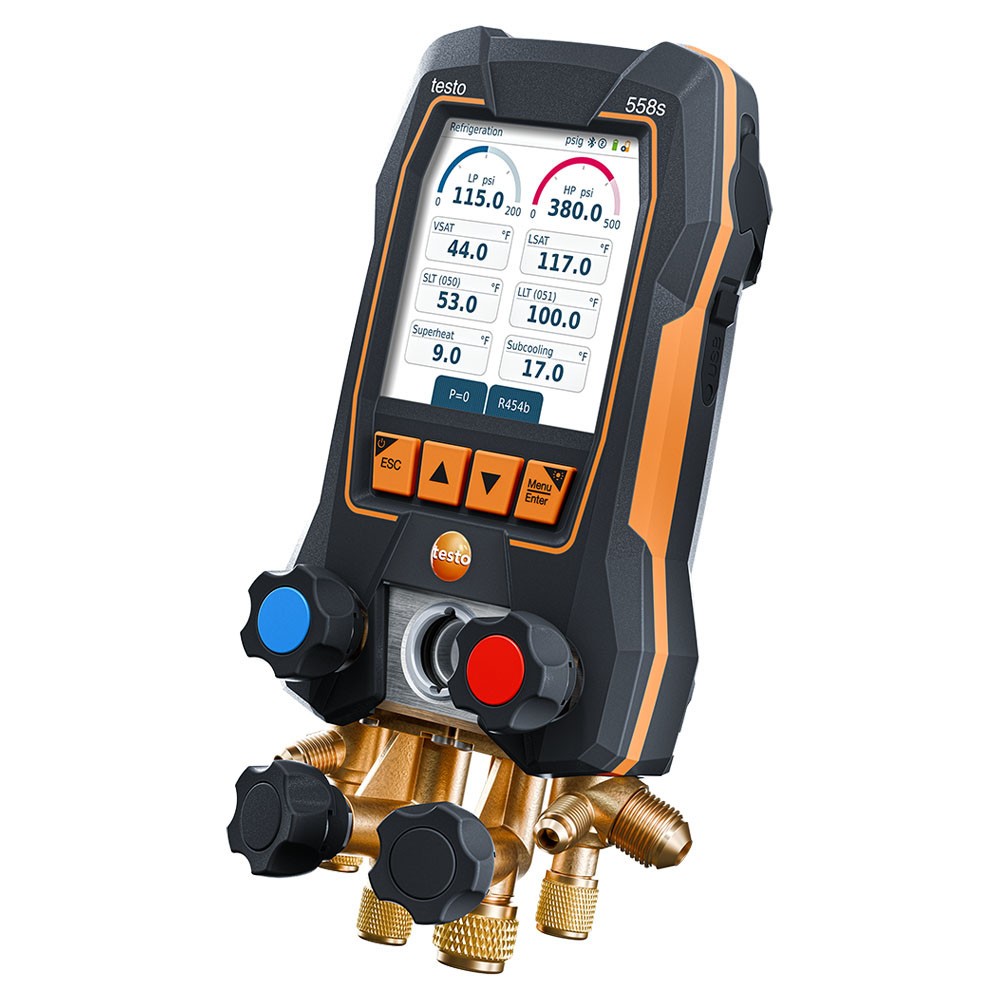 Testo 558s KIT W/ HOSE 4-Valve Digital Manifold Kit with Probes/Hoses