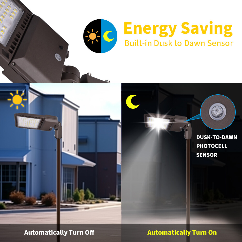 4-Pack 300w LED Parking Lot Lights with Photocell Outdoor Commercial Area Lights