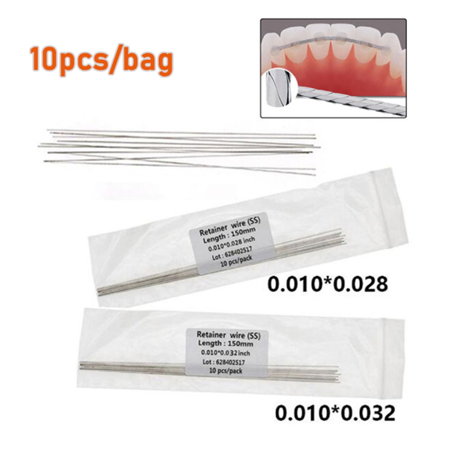10 Pcs Dental Orthodontic Flat Strand Stainless Steel Lingual Retainer Wire