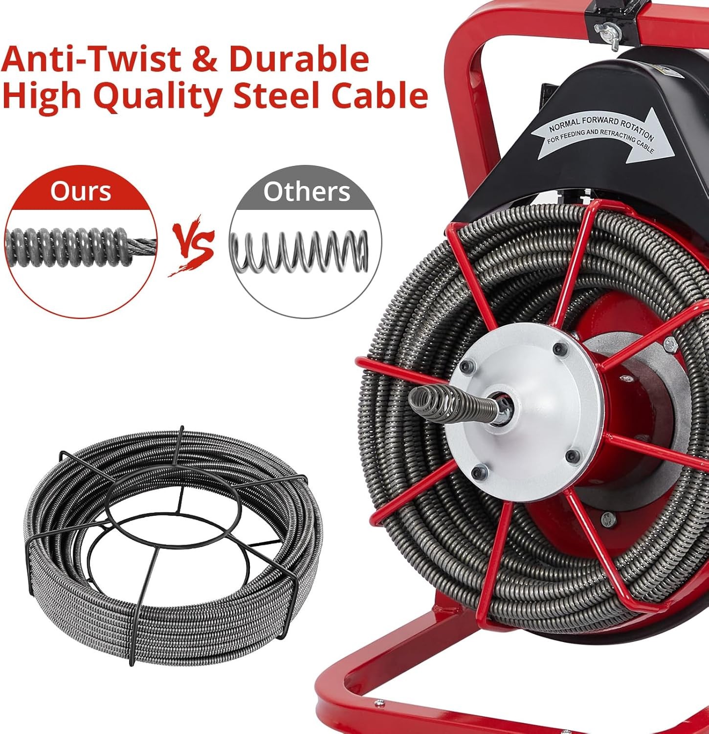 75Ft x1/2In Drain Cleaner Electric Sewer Snake Cleaning Machine Auger Auto Feed