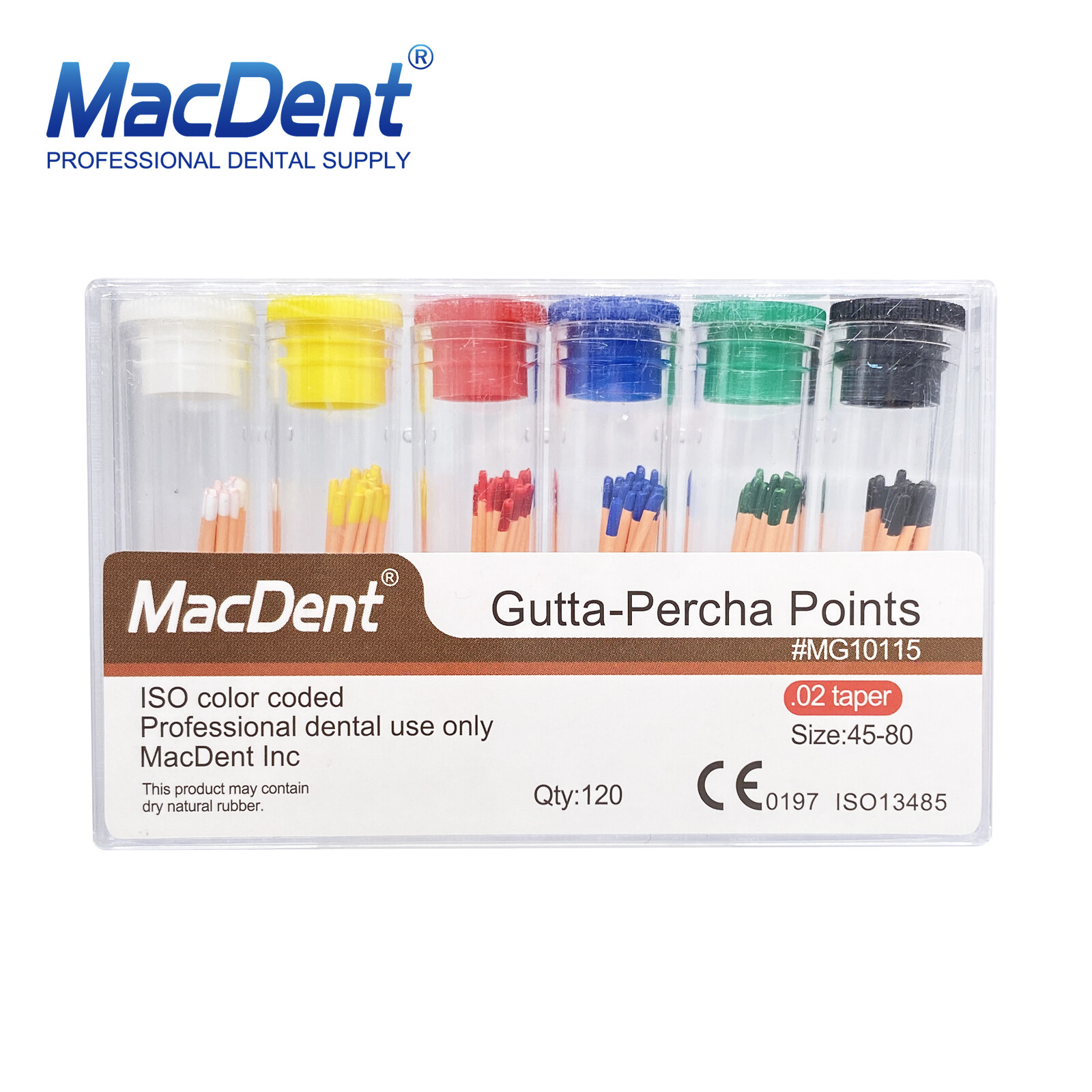 60/120pcs Dental Gutta Percha Points Full Taper 0.02/0.04/0.06 Size 15-40 45-80