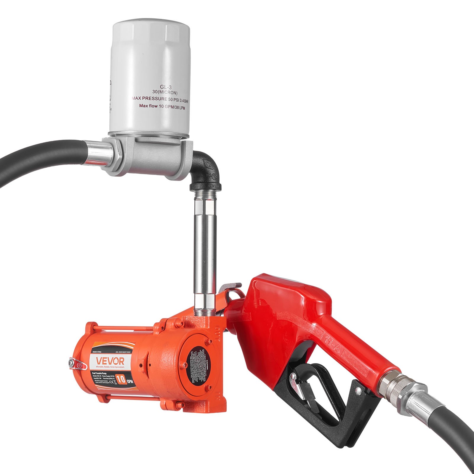 VEVOR Fuel Transfer Pump 12V DC 10 GPM Diesel Gasoline Kerosene Pump Auto Nozzle