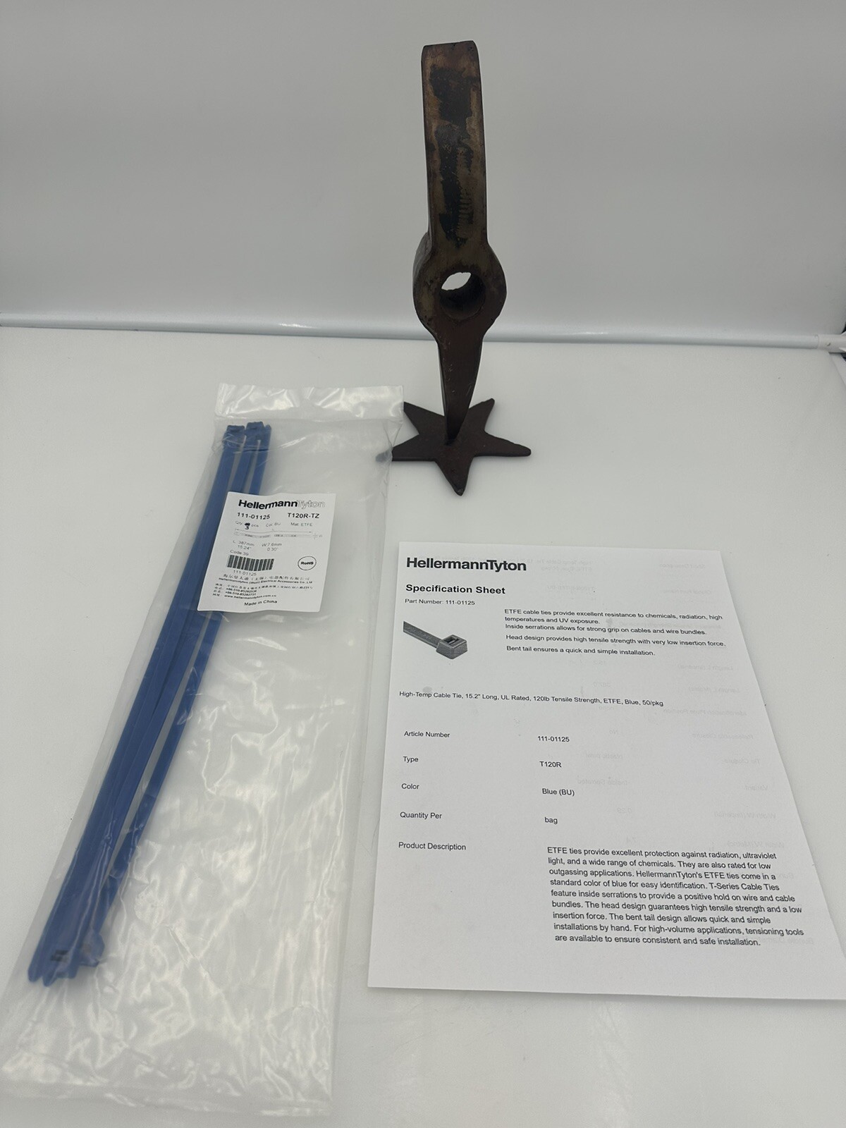HellermannTyton 111-01125 HighTemp Cable Tie T120R-TZ Blue ETFE 15.2″ 5/PKG NEW