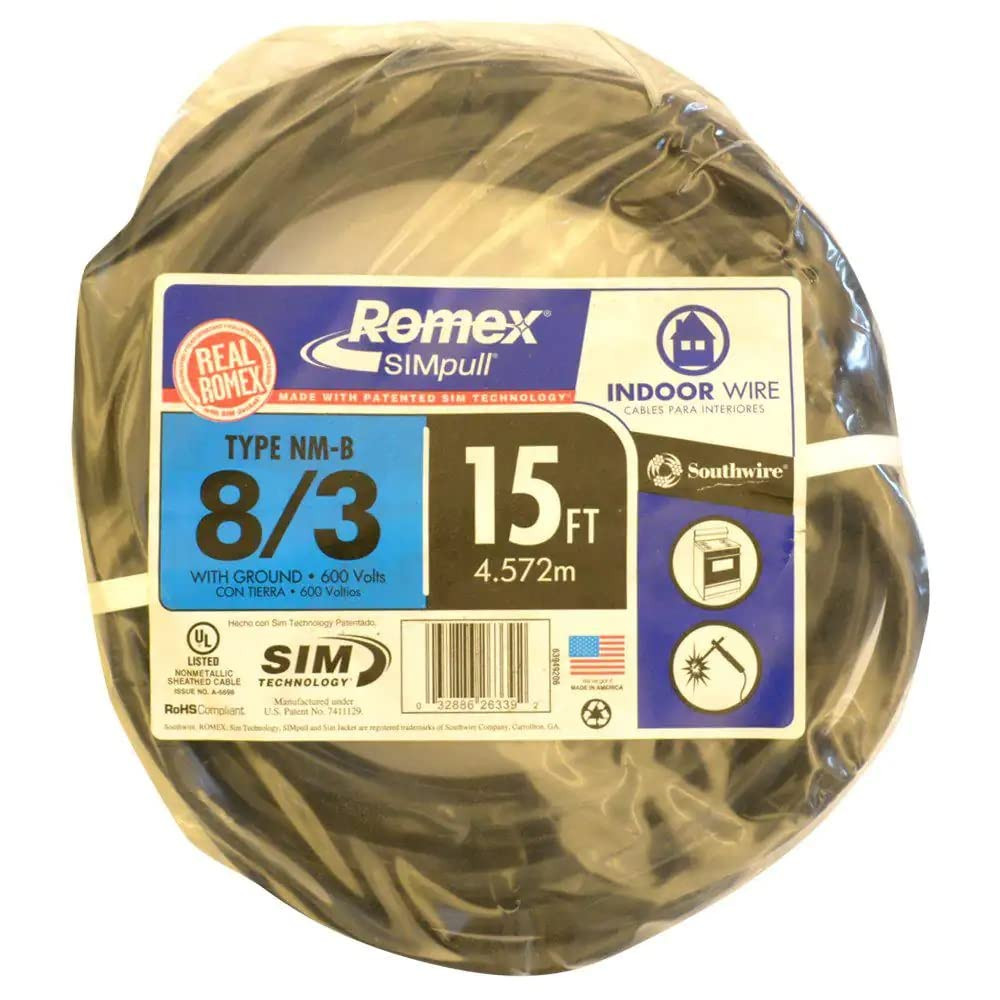 75 Ft. 8/3 NM-B Stranded Indoor Residential Electrical Wire – Black