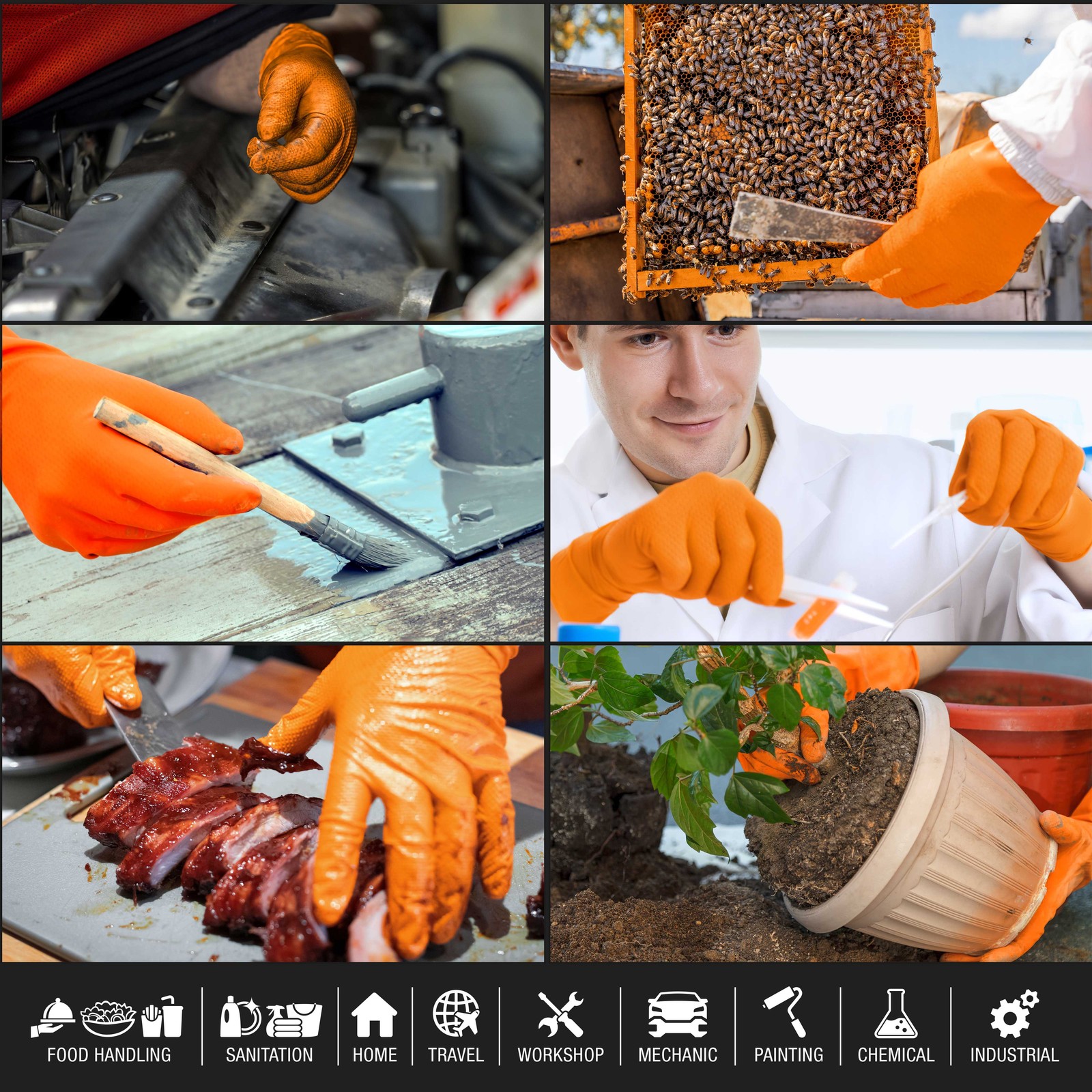 Duratection 8 Mil Super Duty Diamond Textured Nitrile Gloves, 300 Gloves, Medium