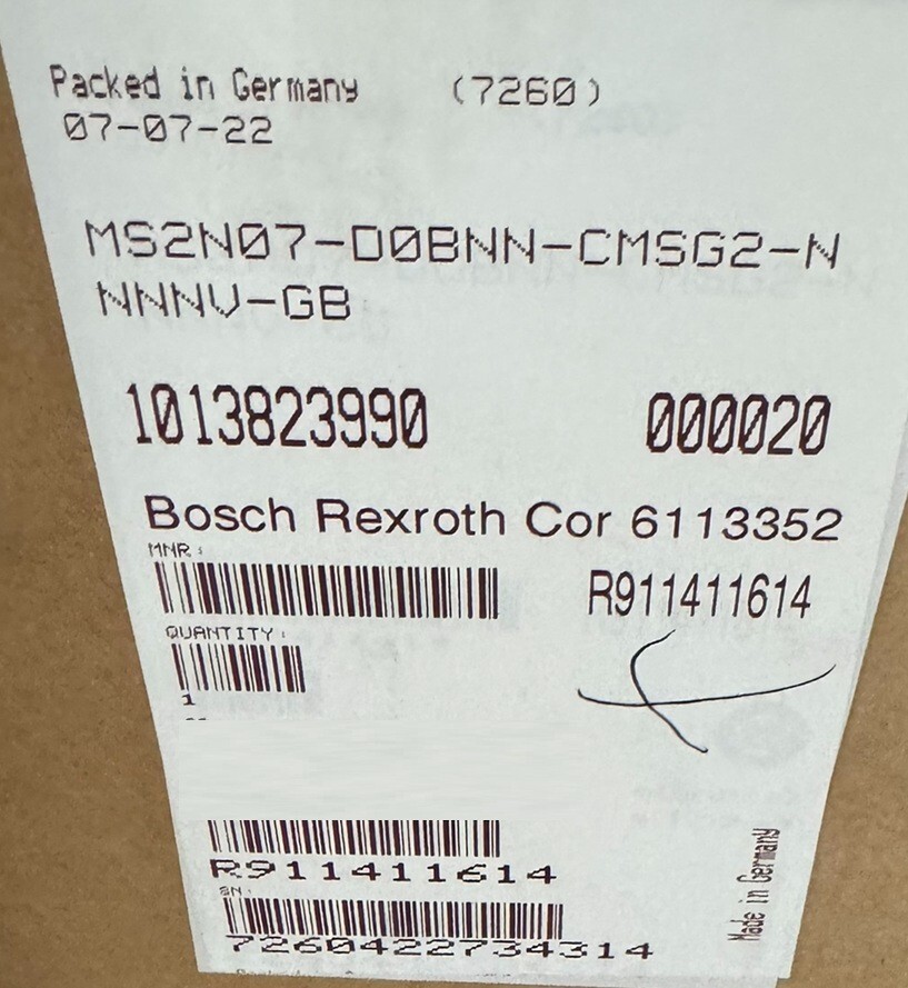 rexroth R911411614 MS2N07-D0BNN-CMSG2-NNNNV-GB NEW IN UNOPENED BOX