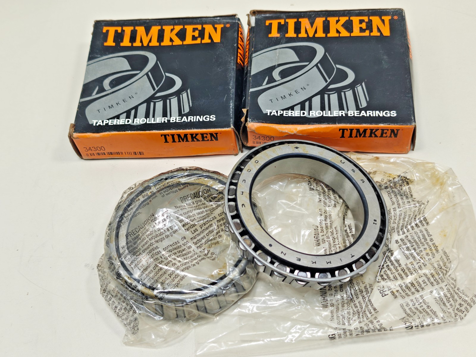 (2PCs) 34300 Timken New Tapered Roller Bearing Cone Timken 34300-20024 USA
